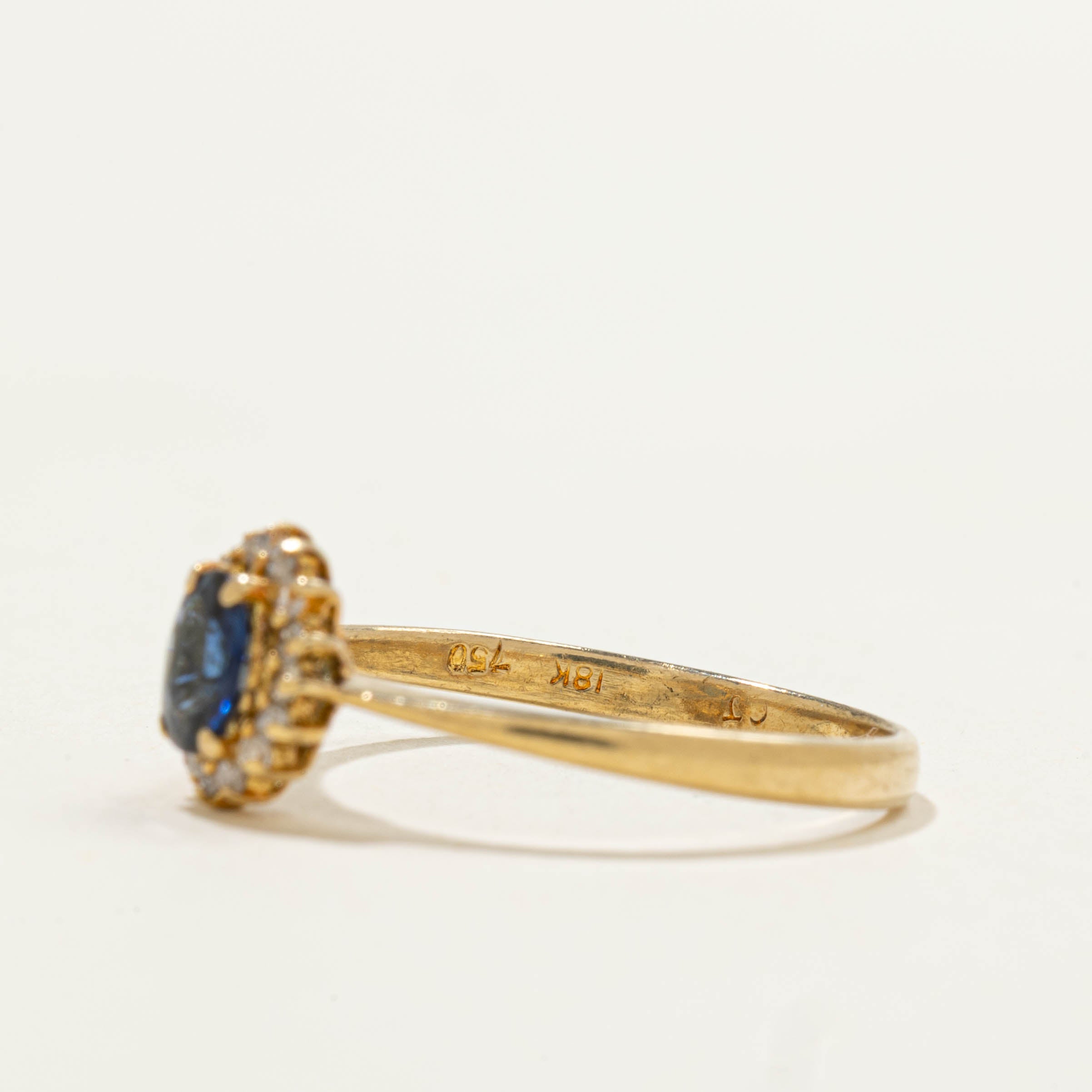18k Sapphire & Diamond Halo Ring | 0.32ct, 0.08ctw | SZ 6