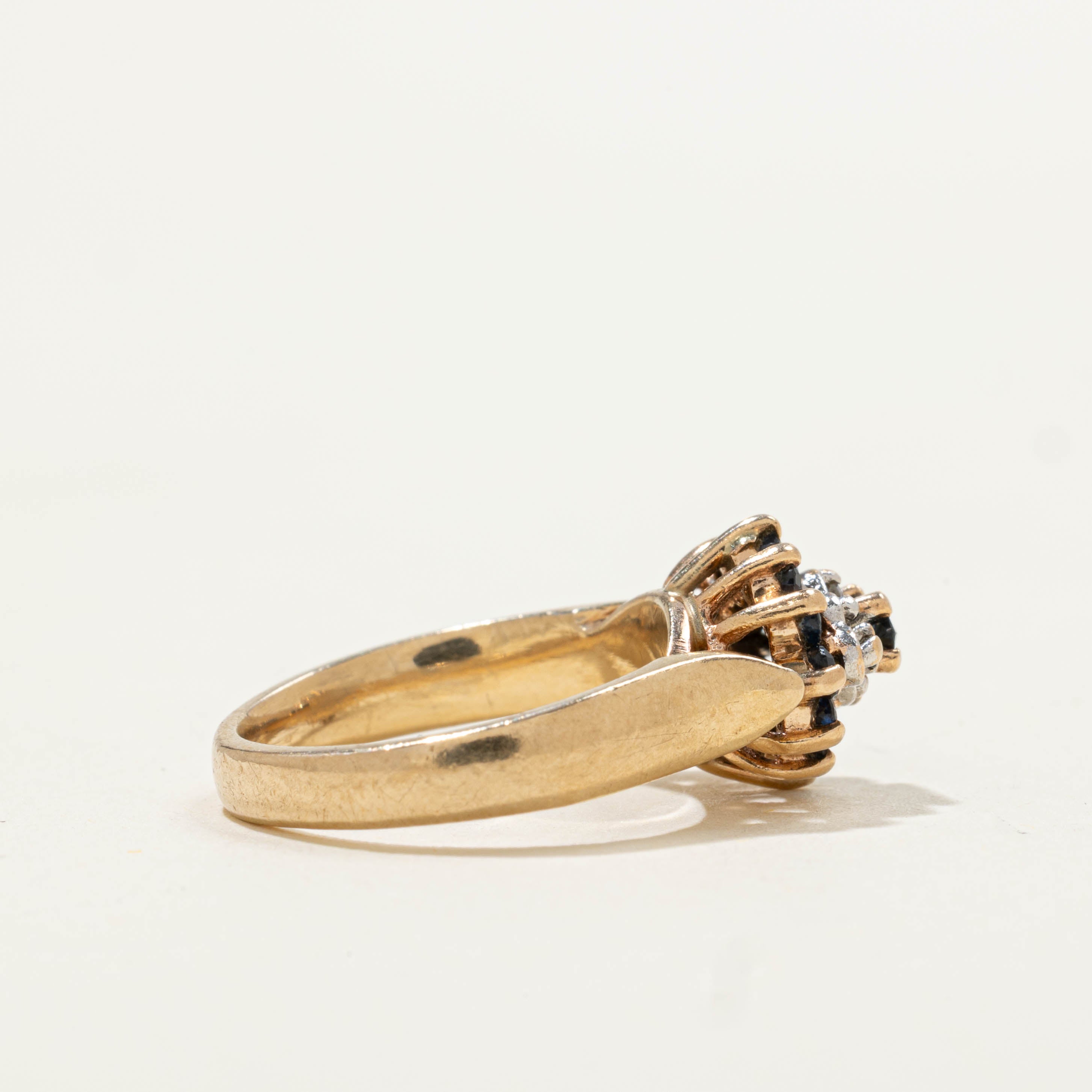 10k Sapphire & Diamond Petal Cluster Marquise Ring | 0.40ctw, 0.02 | SZ 2.25