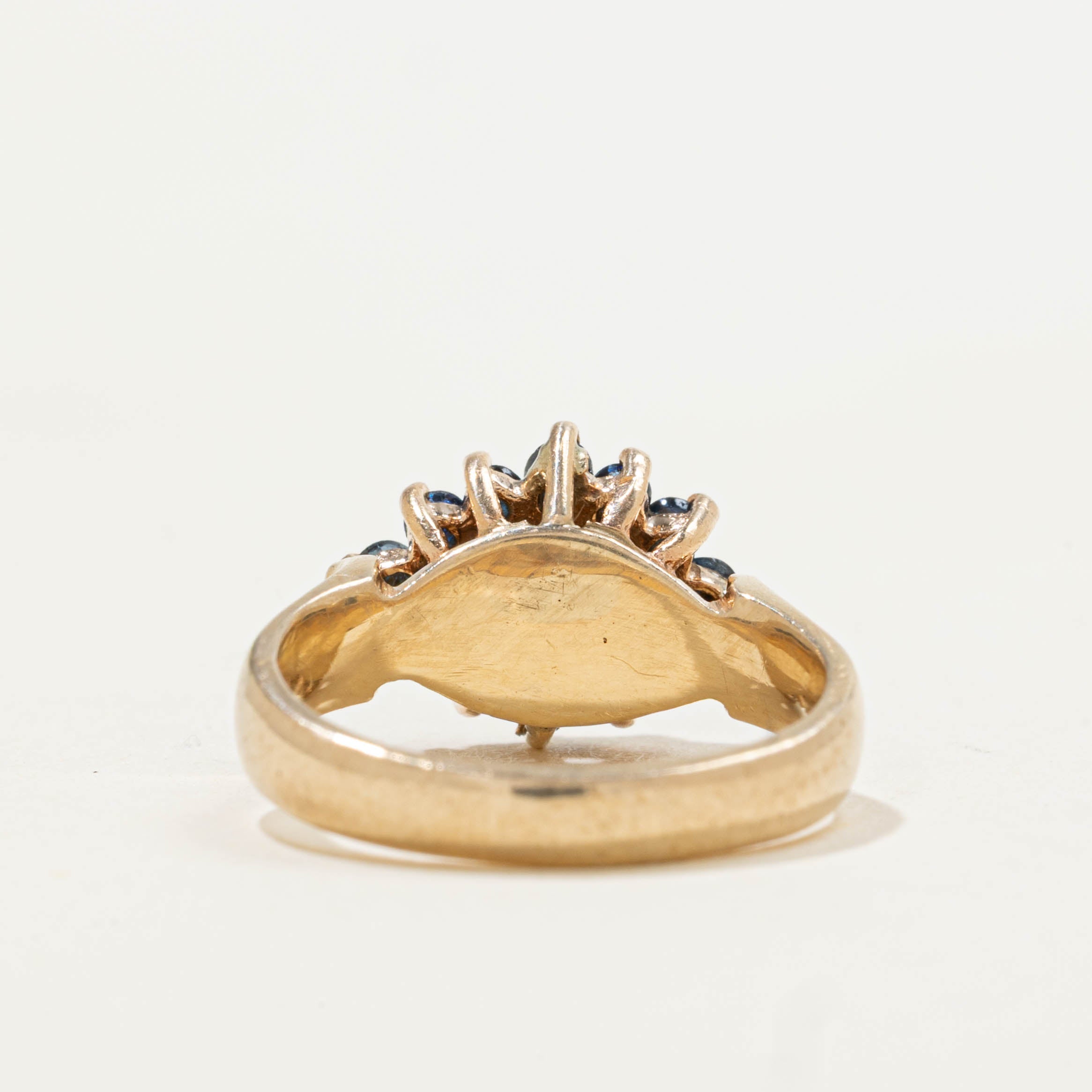 10k Sapphire & Diamond Petal Cluster Marquise Ring | 0.40ctw, 0.02 | SZ 2.25