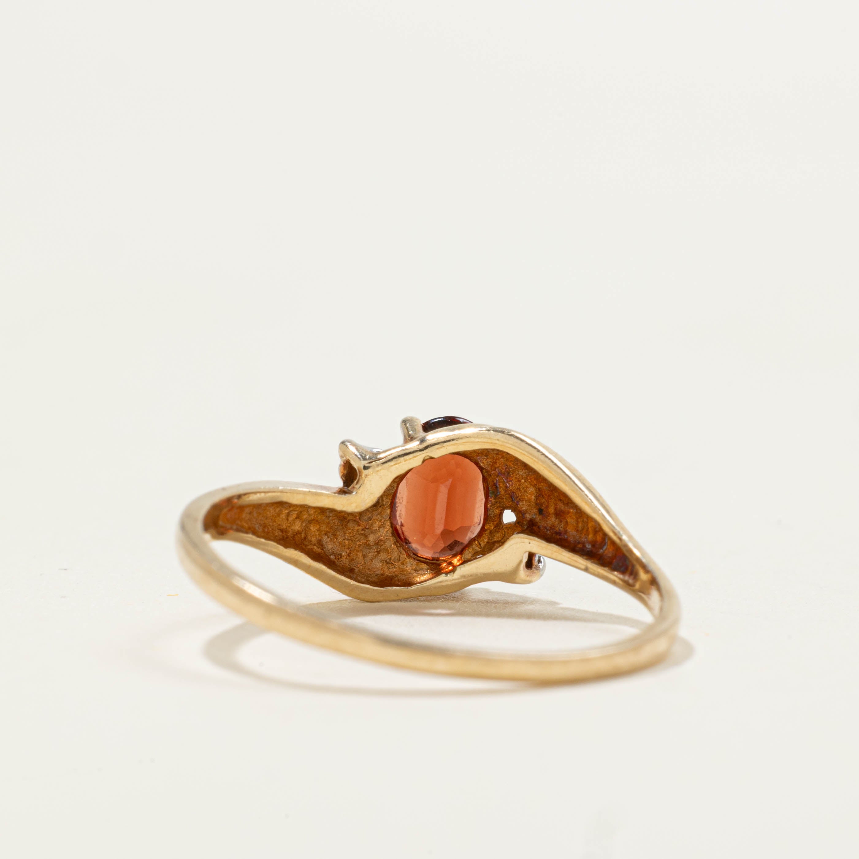 Garnet & Diamond Grooved Bypass Ring | 0.46ct, 0.02ctw | SZ 6