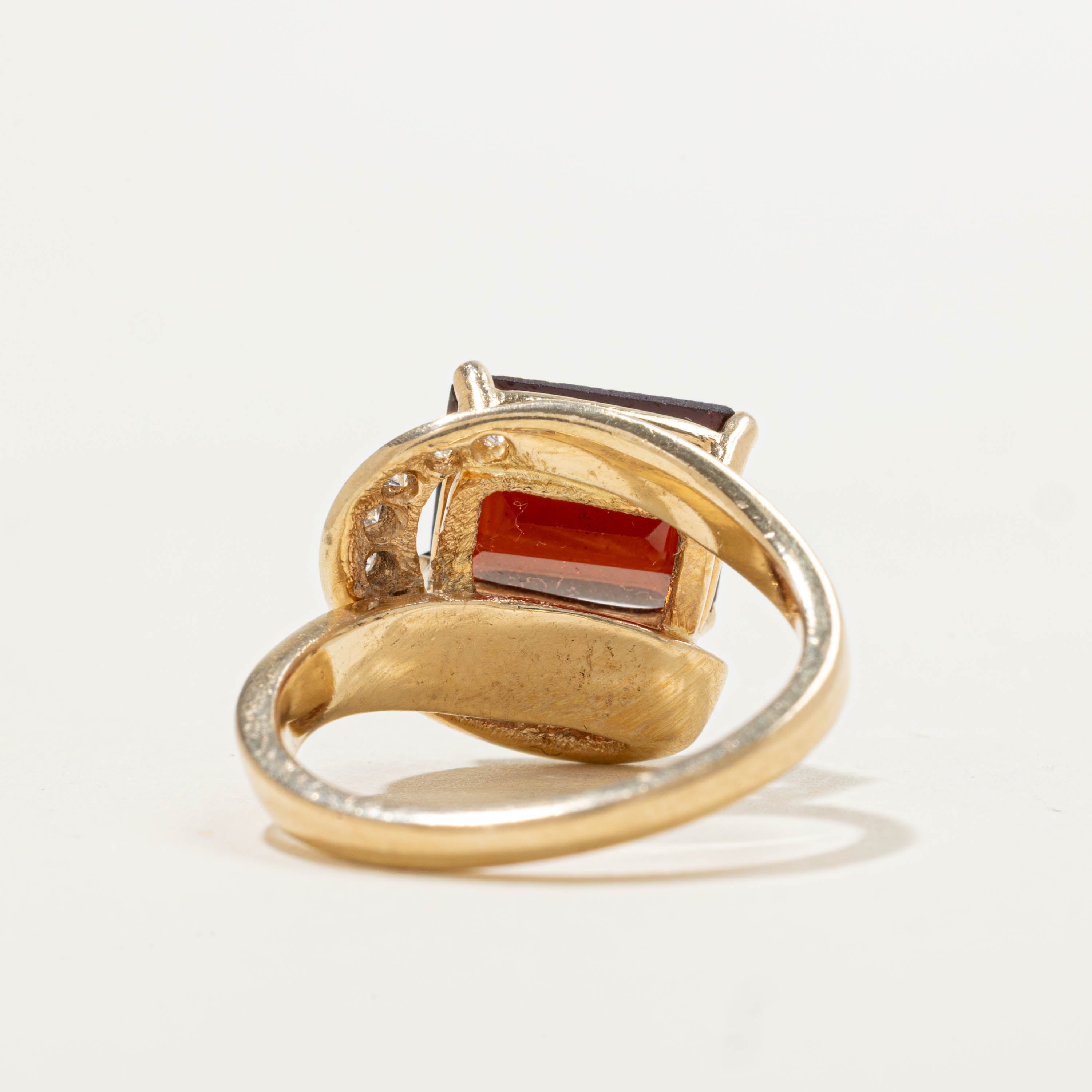 14k East West Garnet & Diamond Waterfall Ring | 4.40ct, 0.24ctw | SZ 6