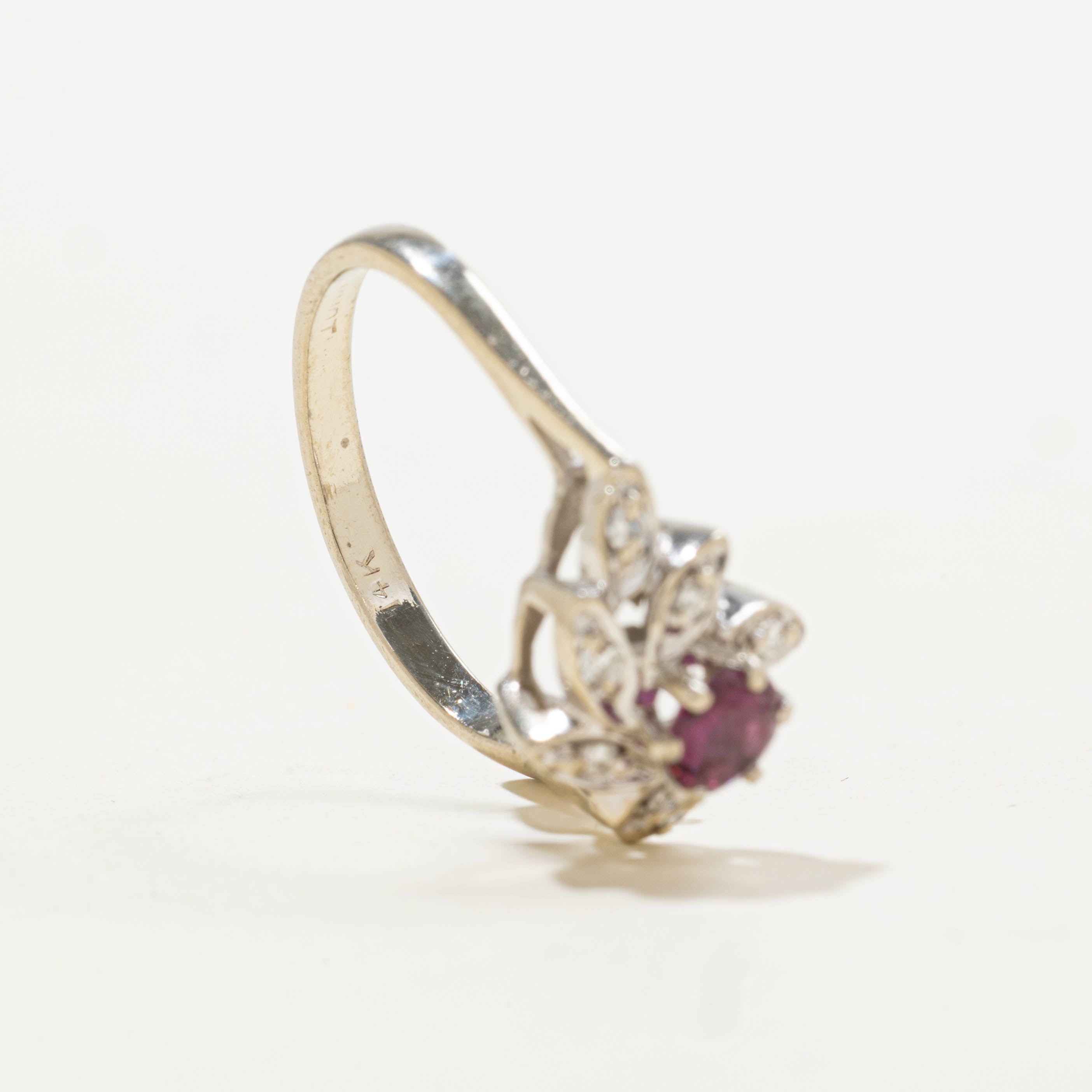Ruby & Diamond Cluster Ring | 0.45ct, 0.08ctw | SZ 6.75