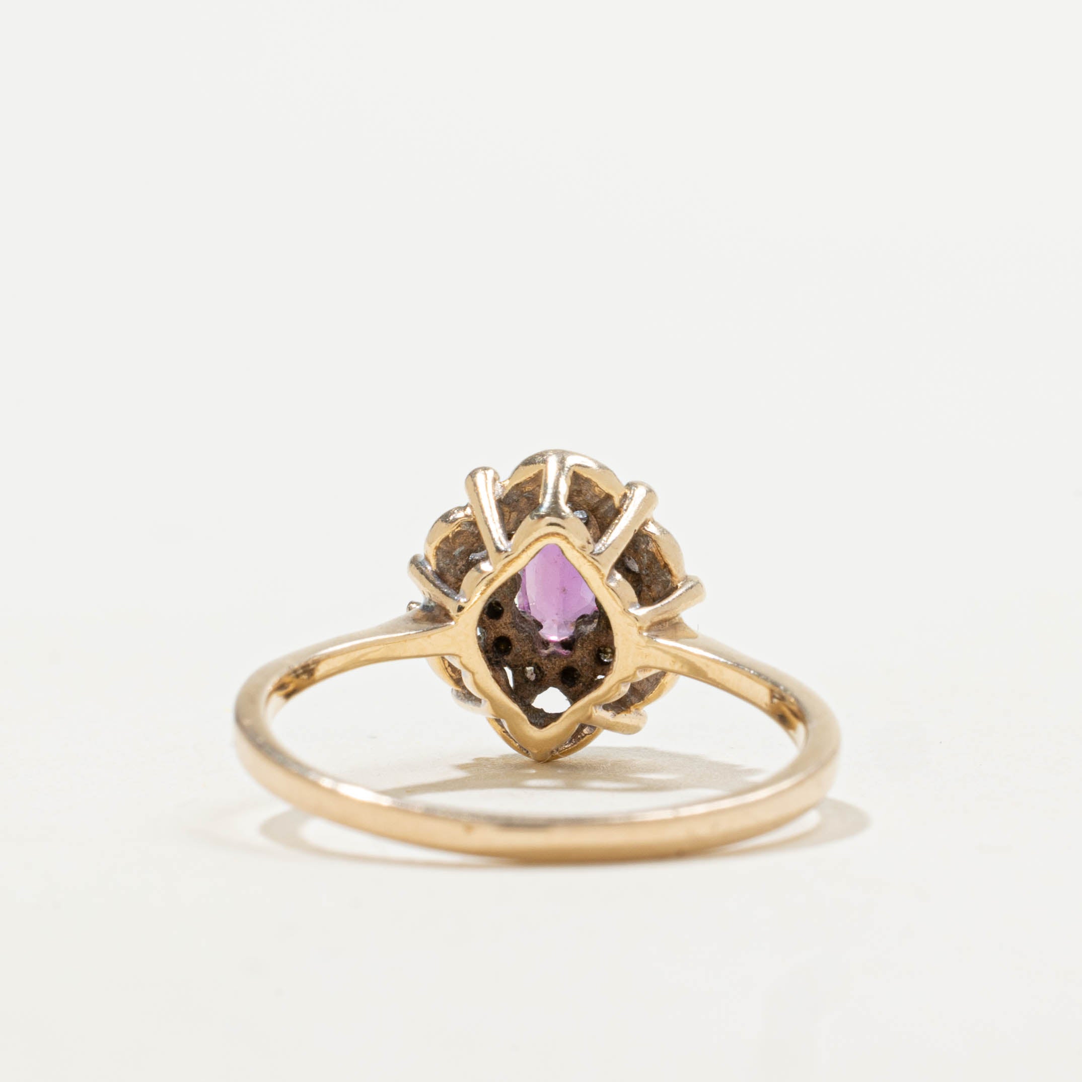 14k Ruby & Diamond Halo Scalloped Ring | 0.30ct, 0.12ctw | SZ 5.5
