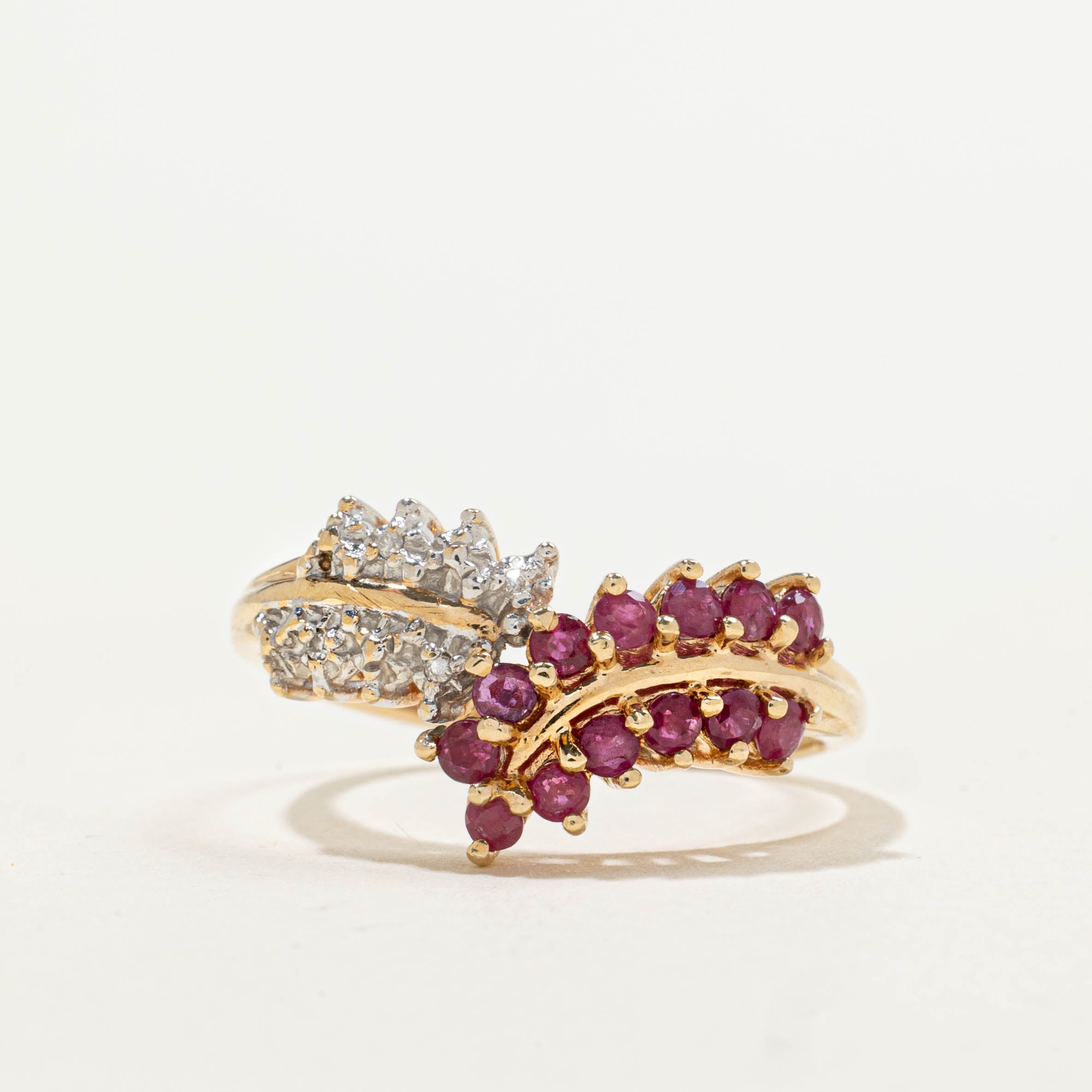 10k Ruby & Diamond Grape Vine Ring | 0.02ctw, 0.50ctw | SZ 7.25