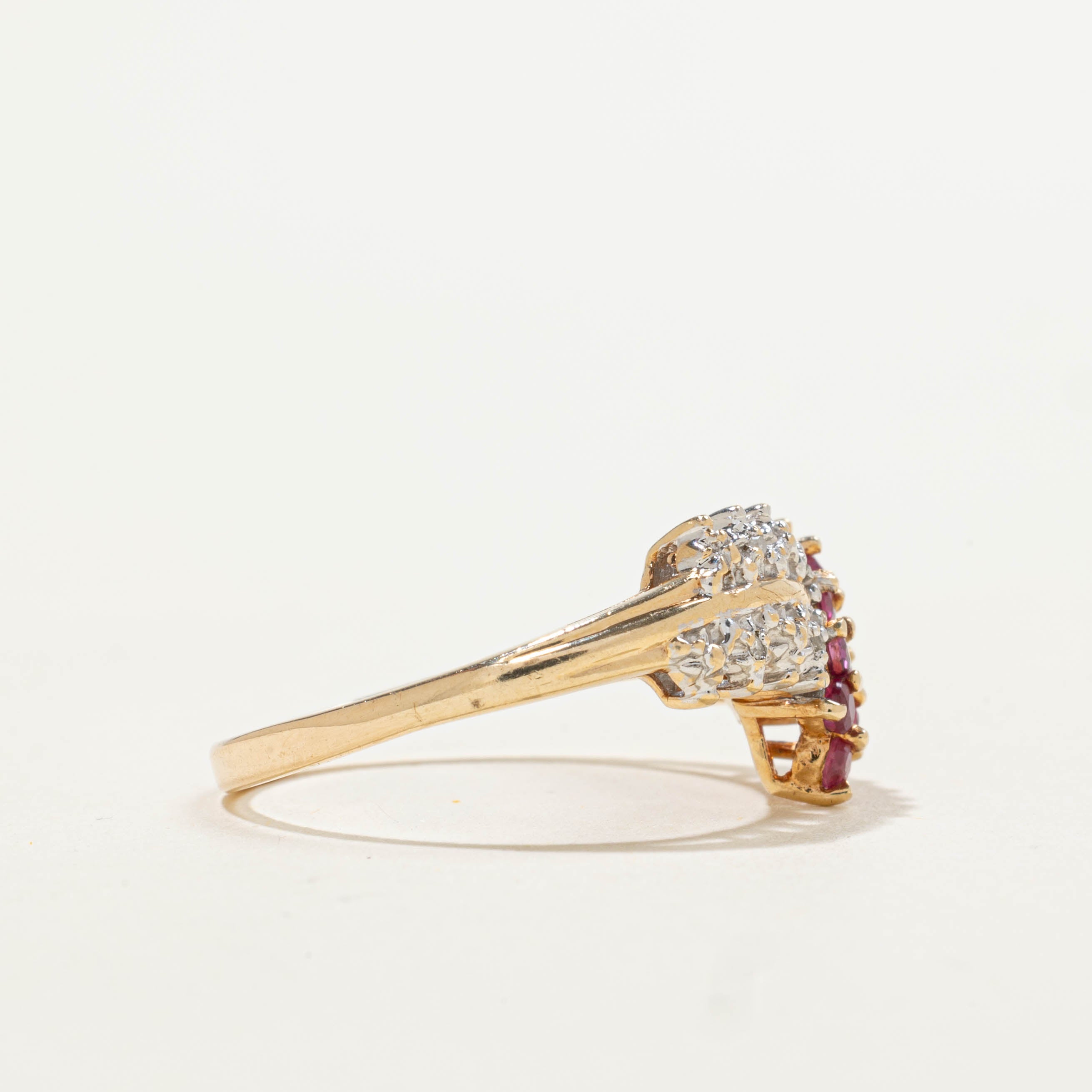 10k Ruby & Diamond Grape Vine Ring | 0.02ctw, 0.50ctw | SZ 7.25
