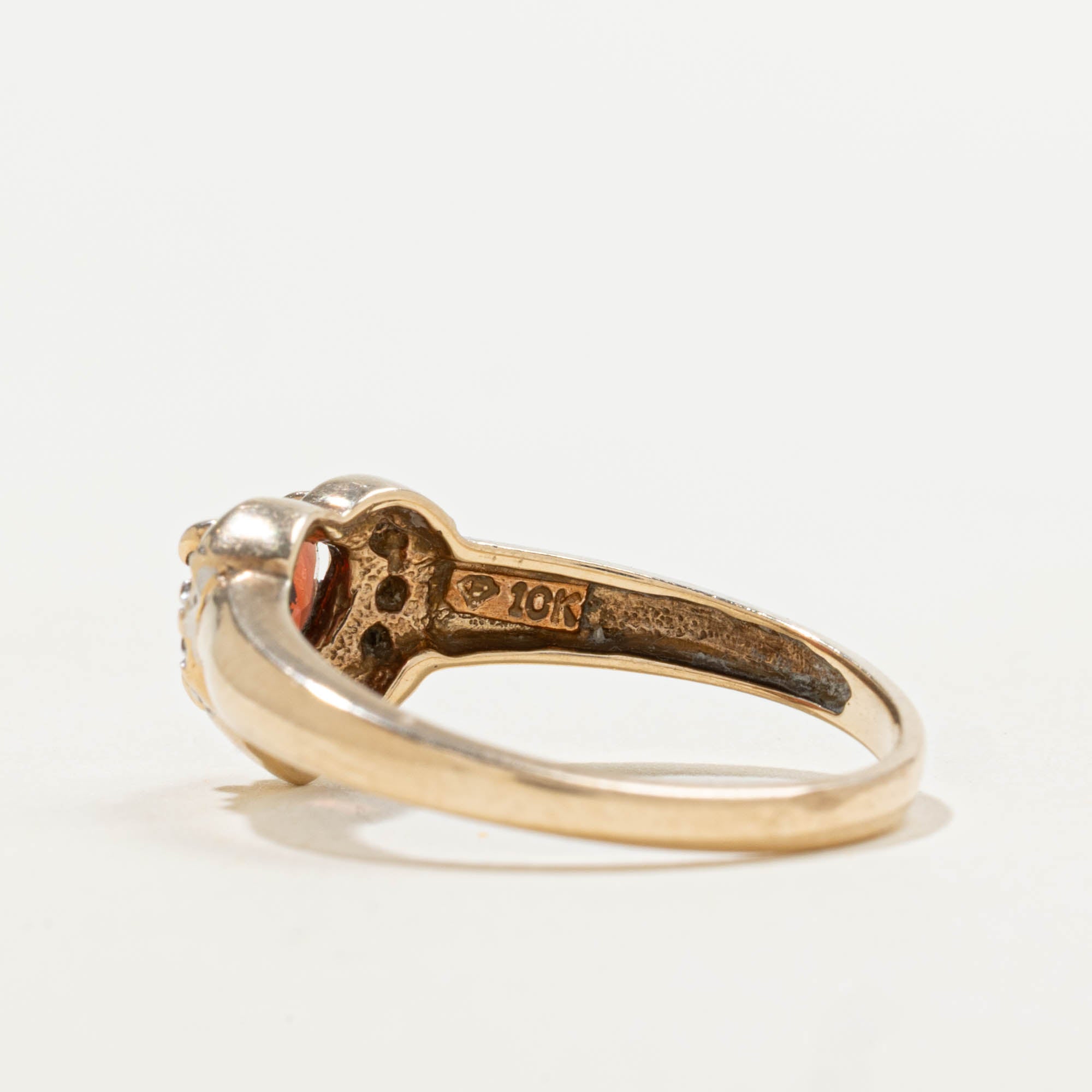 10k Garnet & Diamond Accents Heart Ring | 0.03ctw, 0.96ct | SZ 6.75