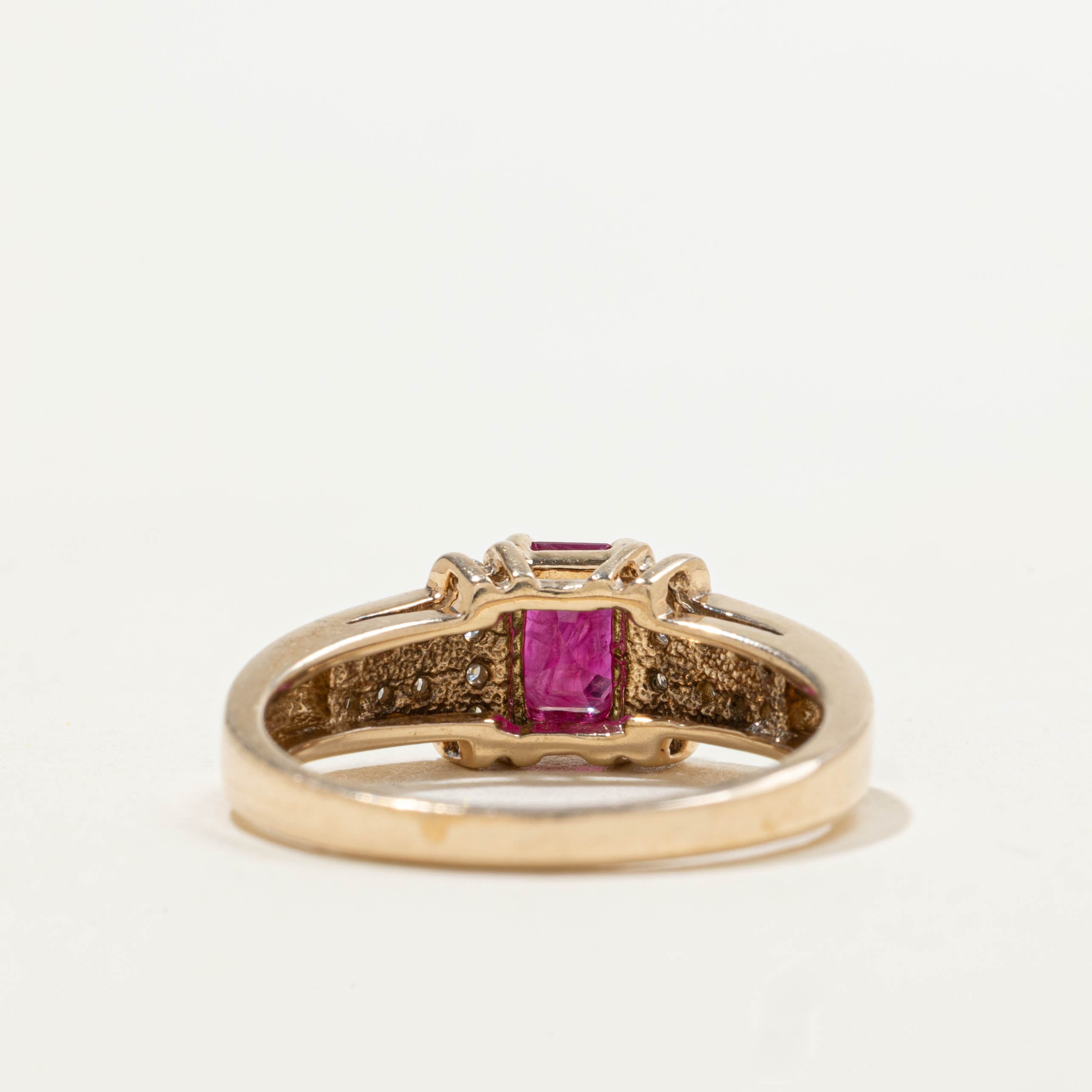 10k Channel Set Ruby & Diamond Ring | 0.60ct, 0.20ctw | SZ 6.75