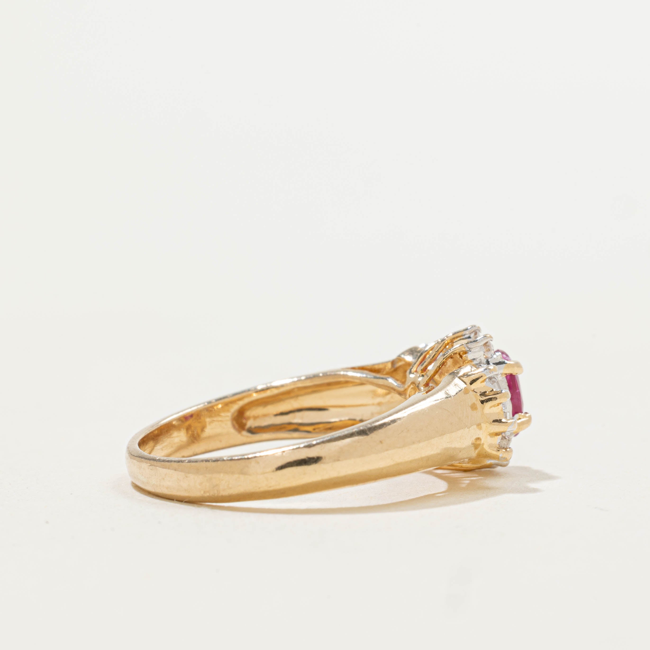 14k Ruby & Baguette Cut Diamond Ring | 0.24ct, 0.18ctw | SZ 5