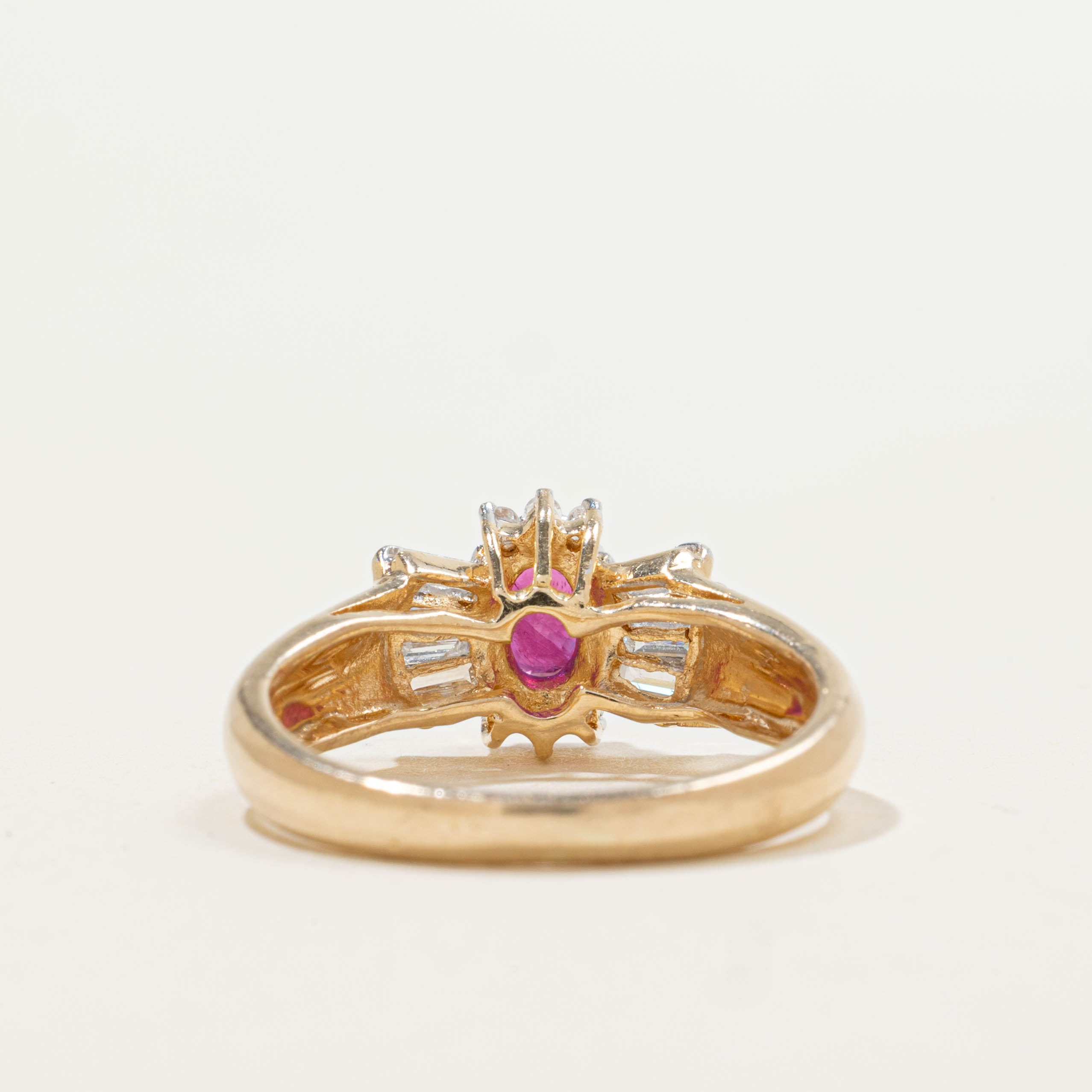 14k Ruby & Baguette Cut Diamond Ring | 0.24ct, 0.18ctw | SZ 5