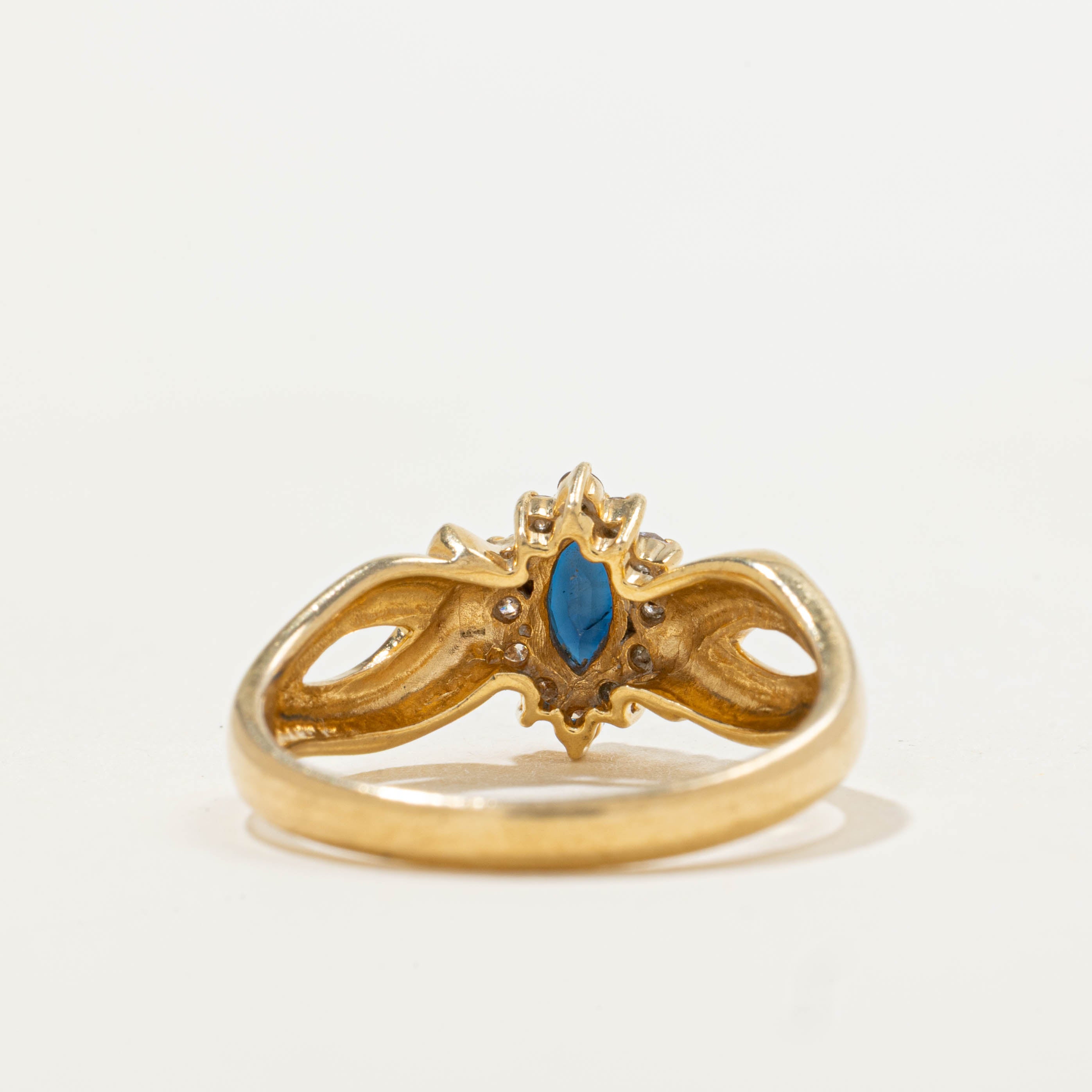 18k Sapphire & Diamond Petal Openwork Ring | 0.20ct, 0.19ctw | SZ 5.75