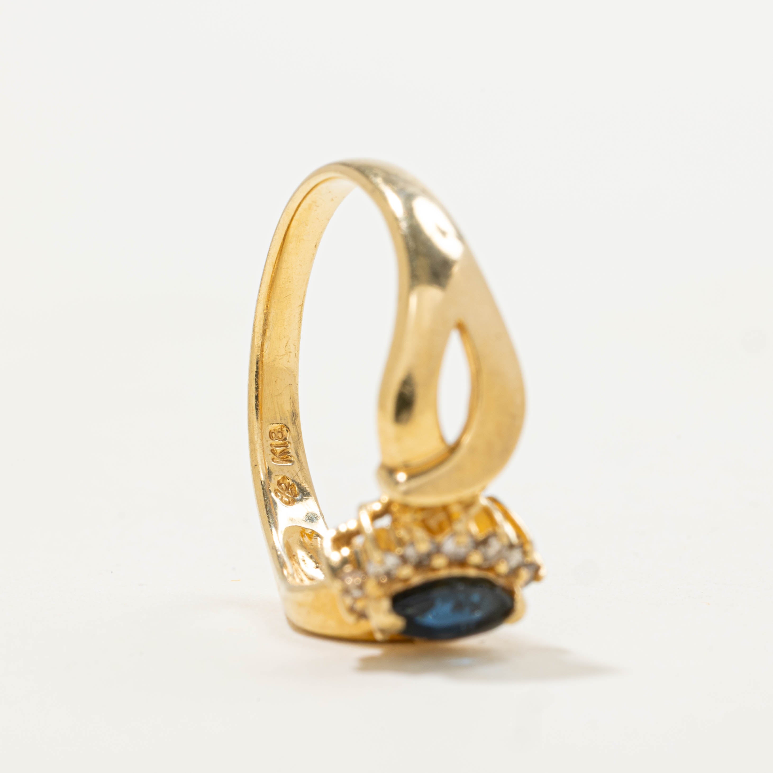 18k Sapphire & Diamond Petal Openwork Ring | 0.20ct, 0.19ctw | SZ 5.75