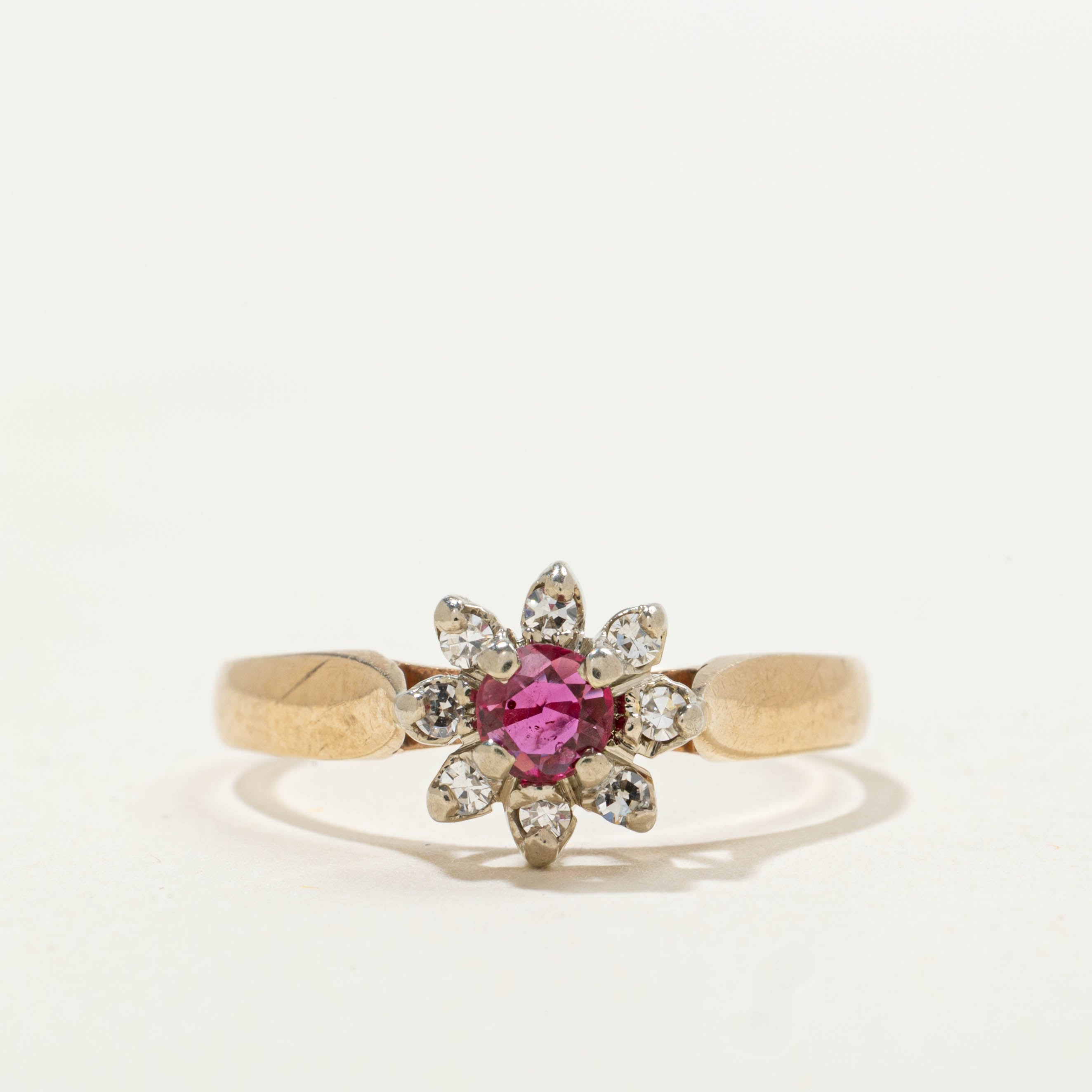 10k Ruby & Diamond Petal Ring | 0.20ct, 0.08ctw | SZ 6.25