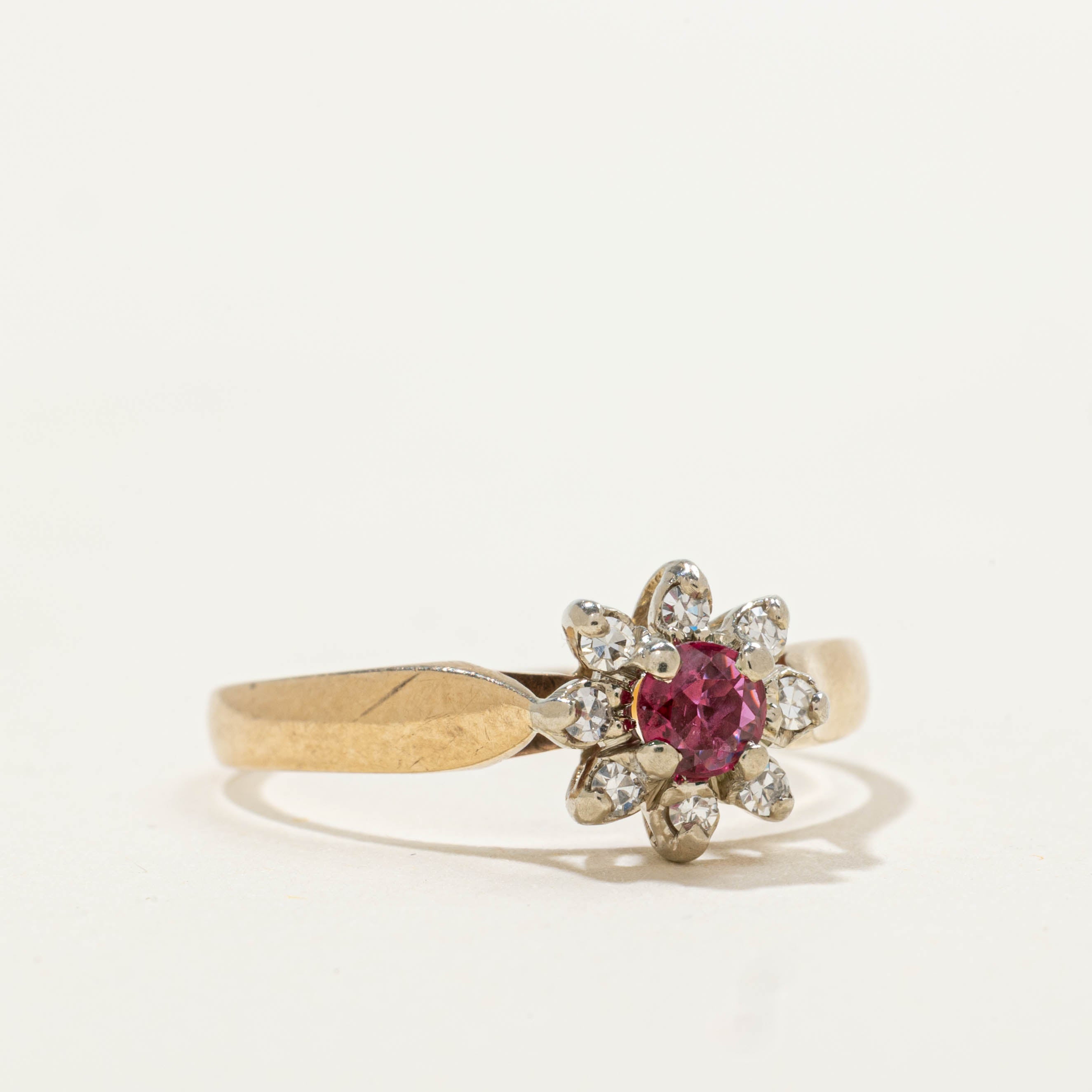 10k Ruby & Diamond Petal Ring | 0.20ct, 0.08ctw | SZ 6.25
