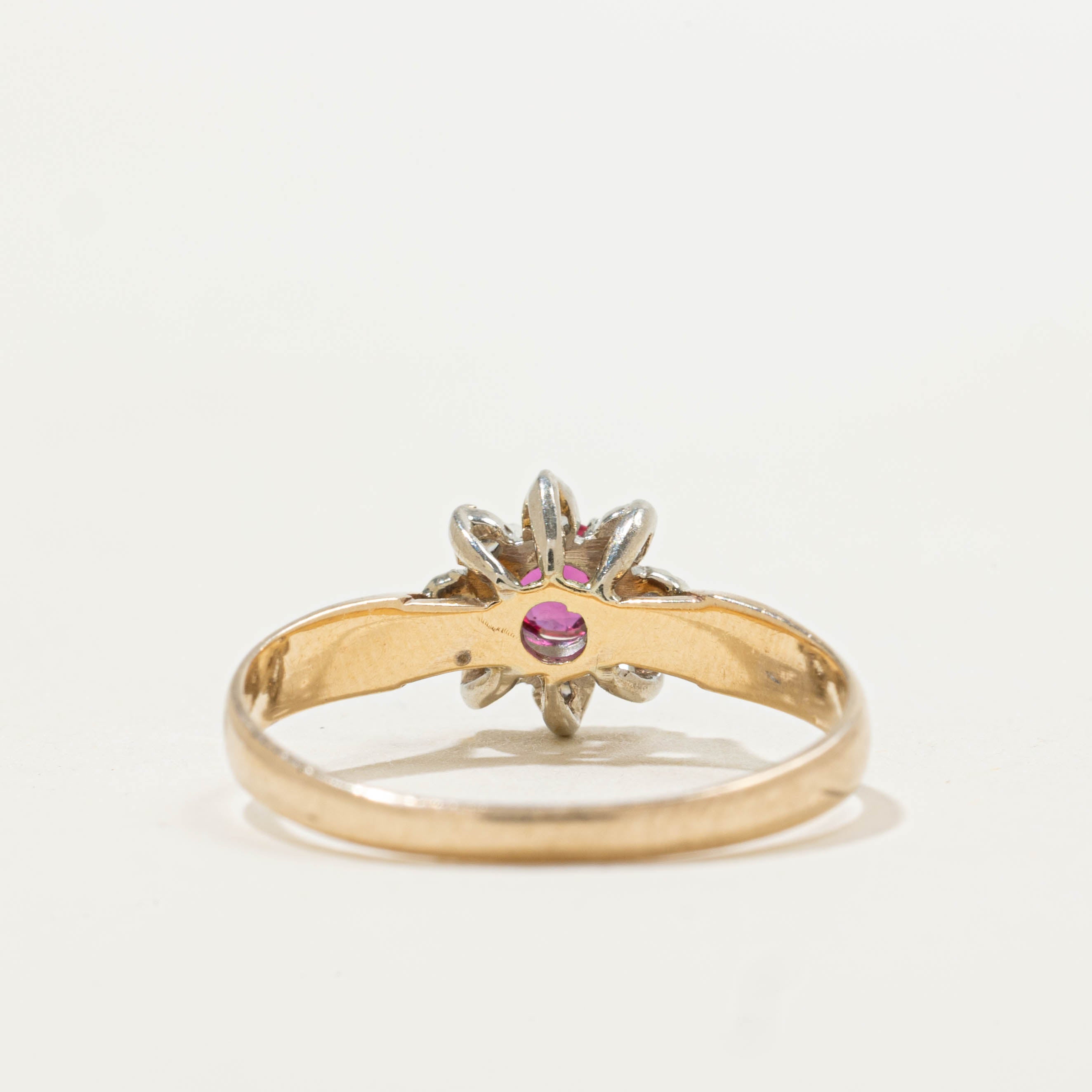10k Ruby & Diamond Petal Ring | 0.20ct, 0.08ctw | SZ 6.25