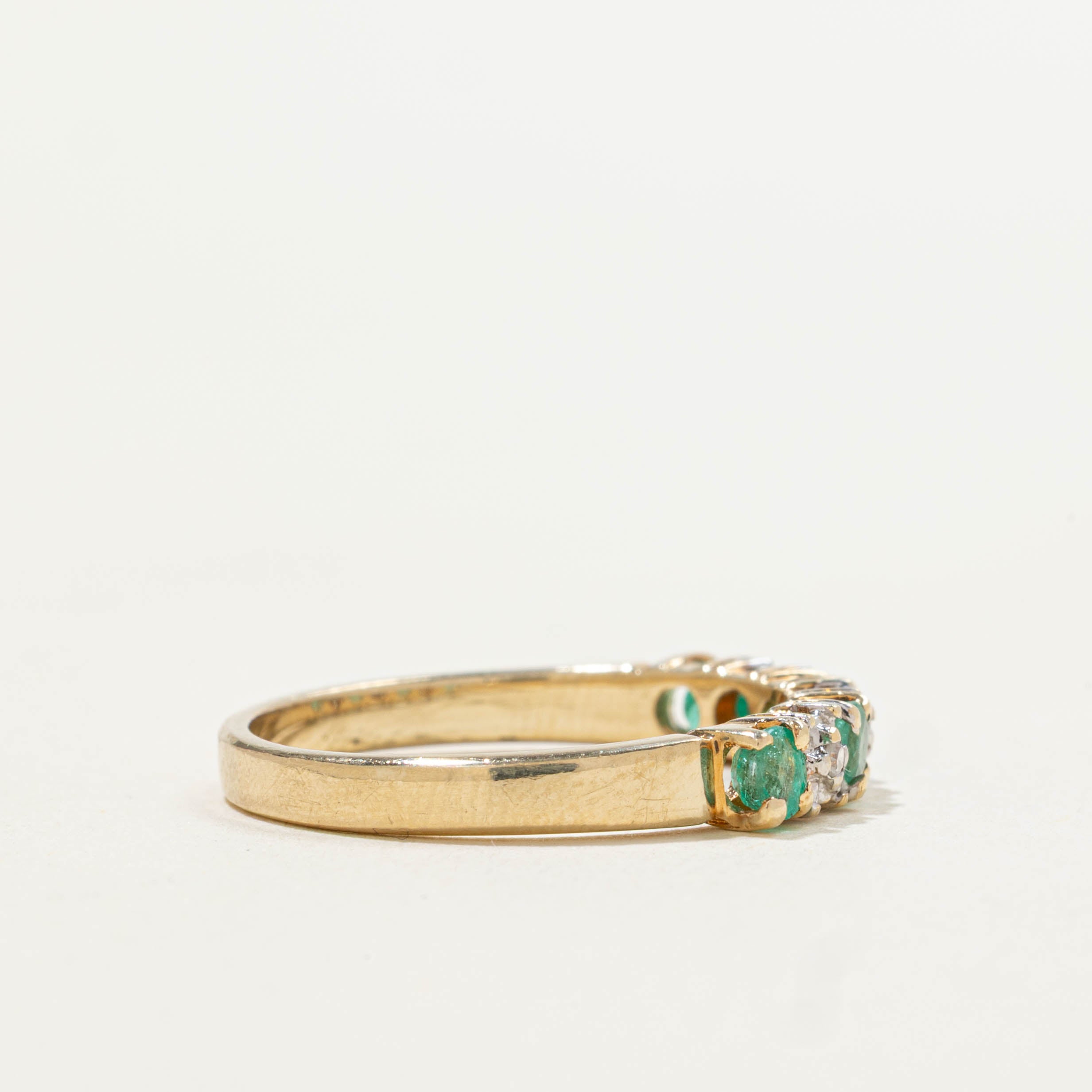 10k Semi Eternity Emerald & Diamond Band | 0.30ctw, 0.03ctw | SZ 6