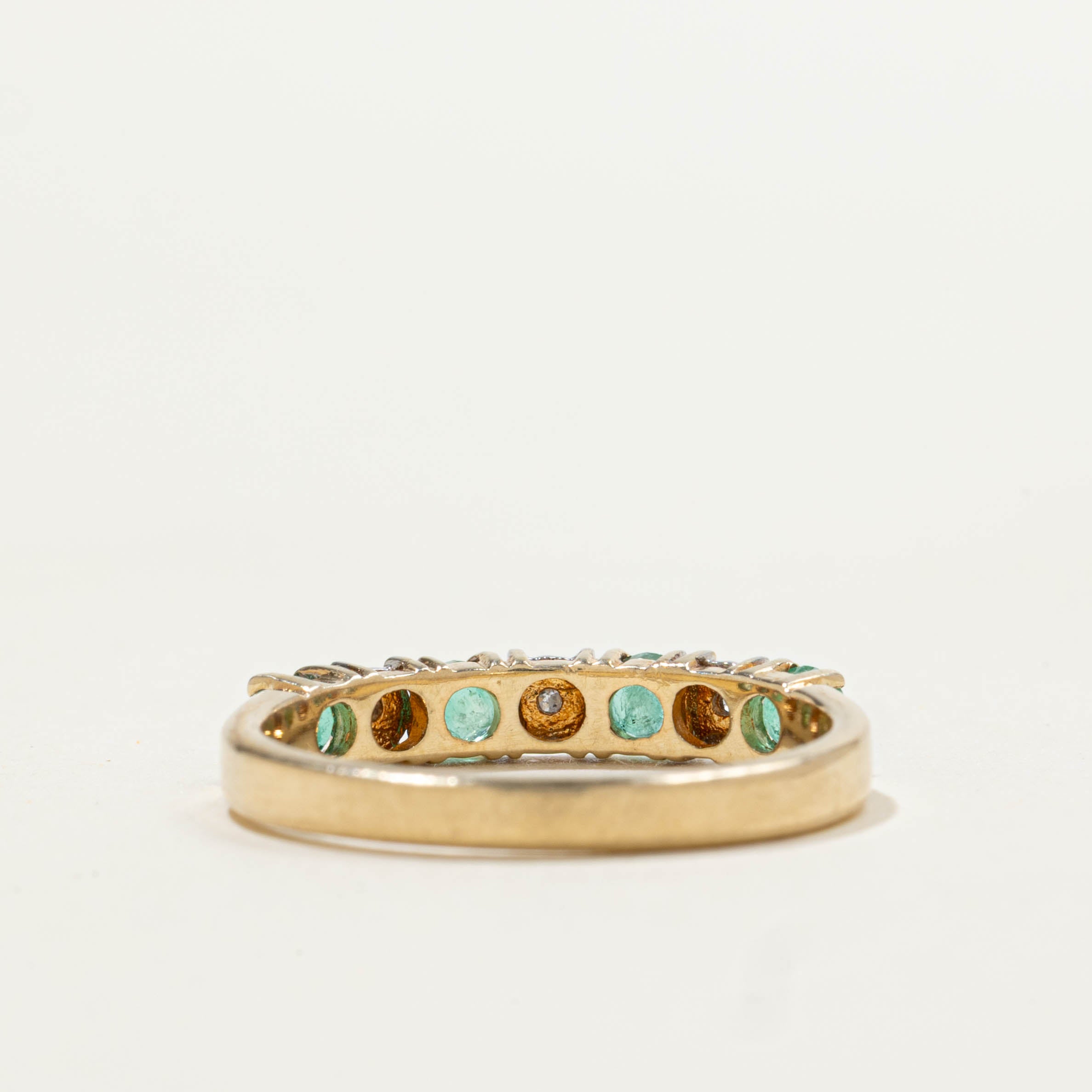 10k Semi Eternity Emerald & Diamond Band | 0.30ctw, 0.03ctw | SZ 6