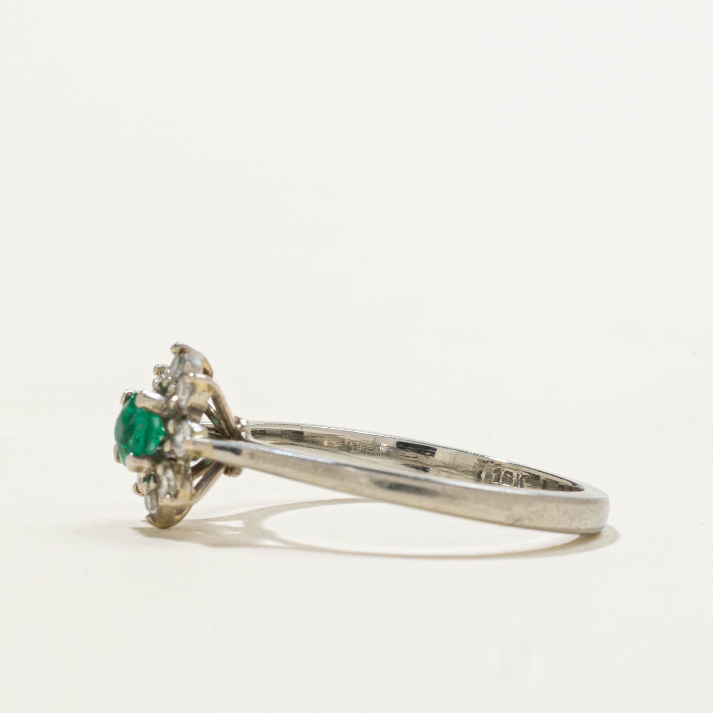 18k Emerald & Diamond Petal Ring | 0.13ct, 0.16ctw | SZ 6