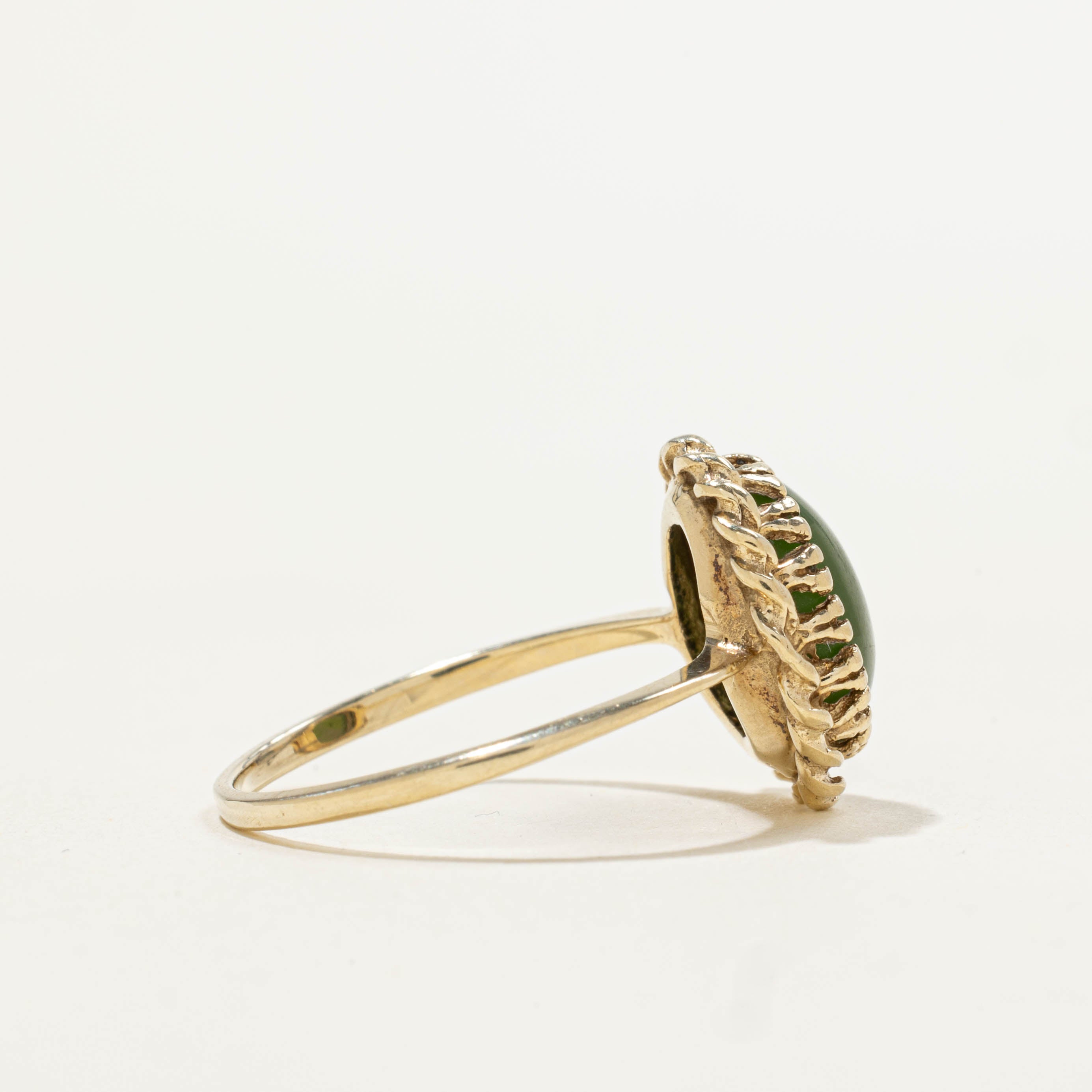 10k Bezel Set Nephrite Jade Rope Ring | 2.00ct | SZ 6.5