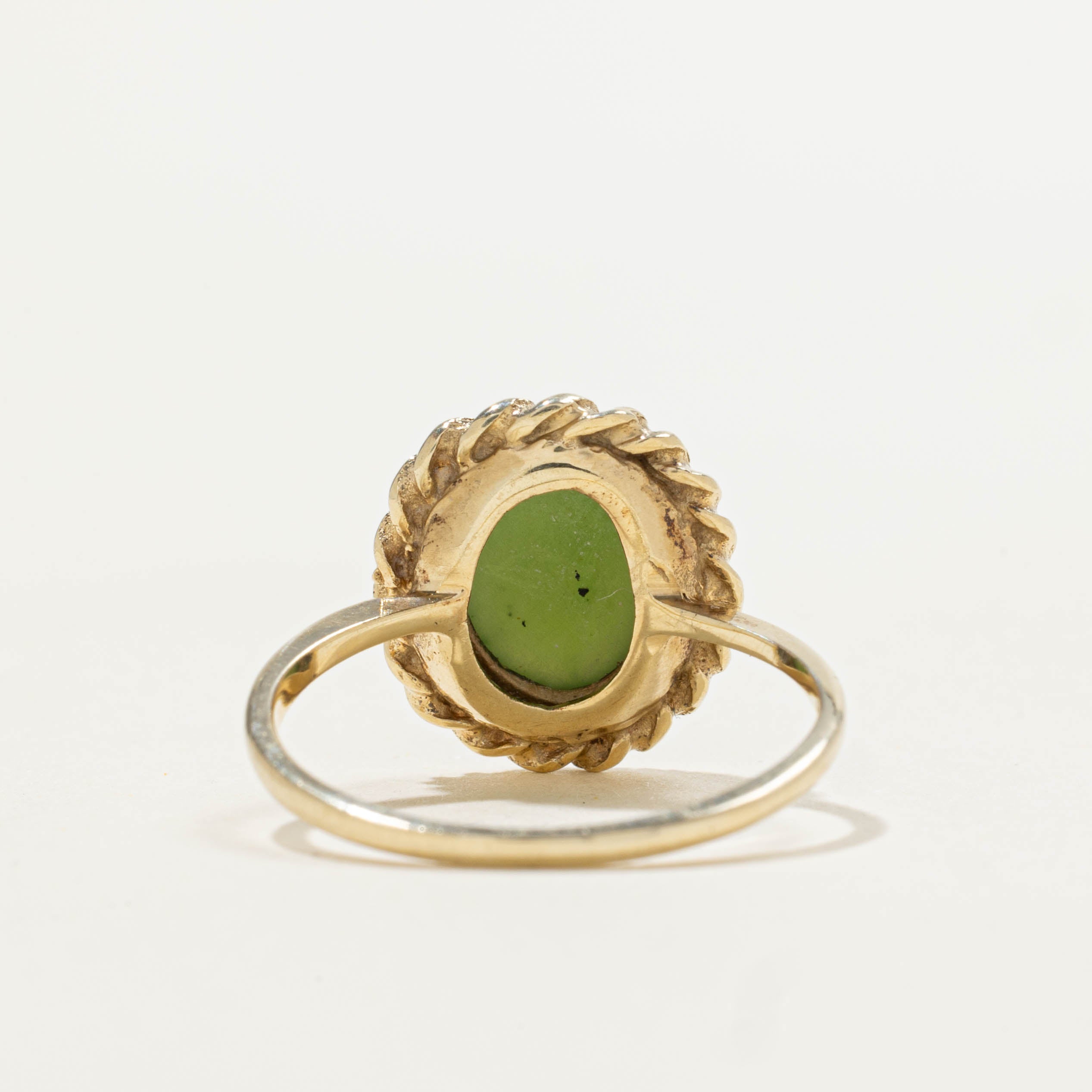 10k Bezel Set Nephrite Jade Rope Ring | 2.00ct | SZ 6.5