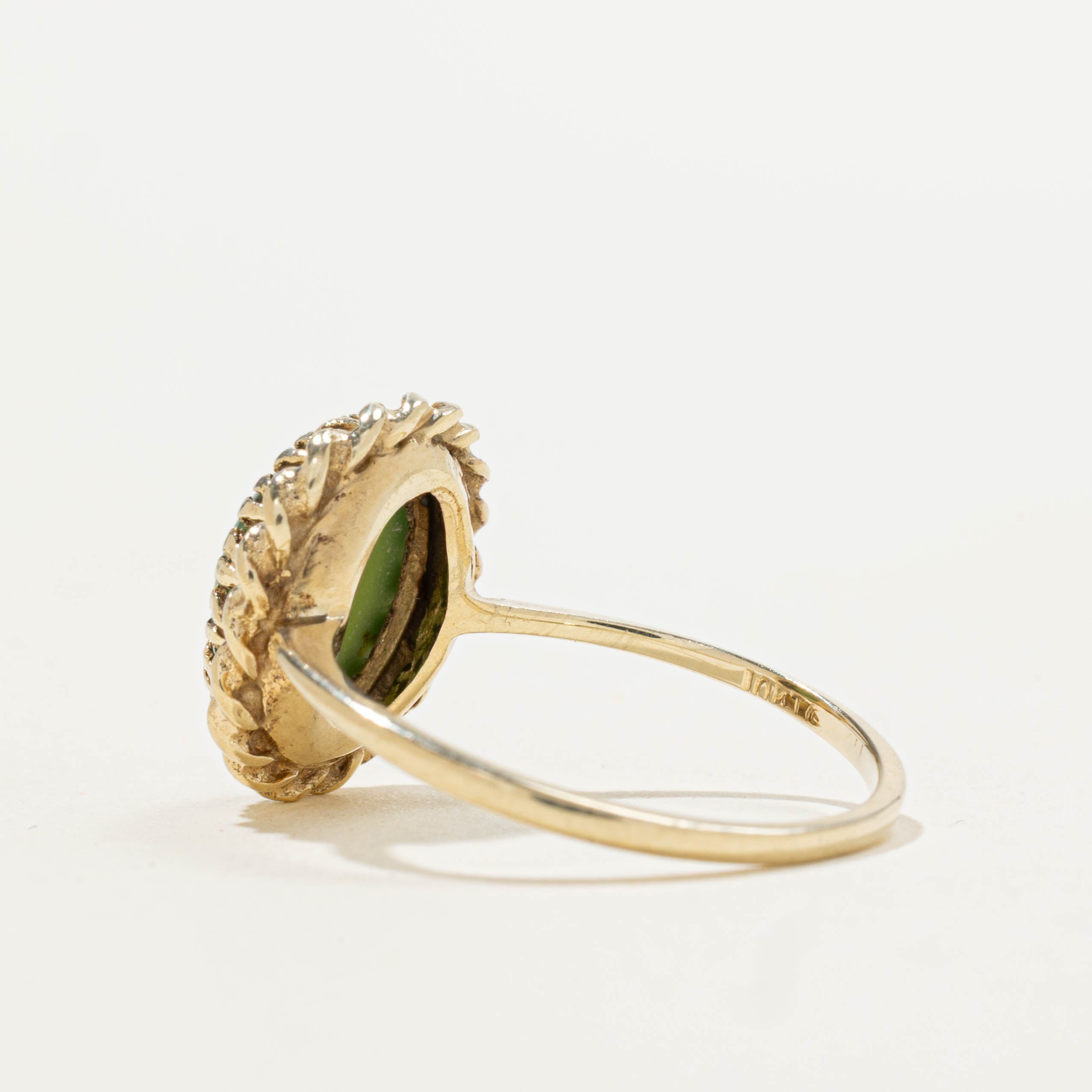 10k Bezel Set Nephrite Jade Rope Ring | 2.00ct | SZ 6.5