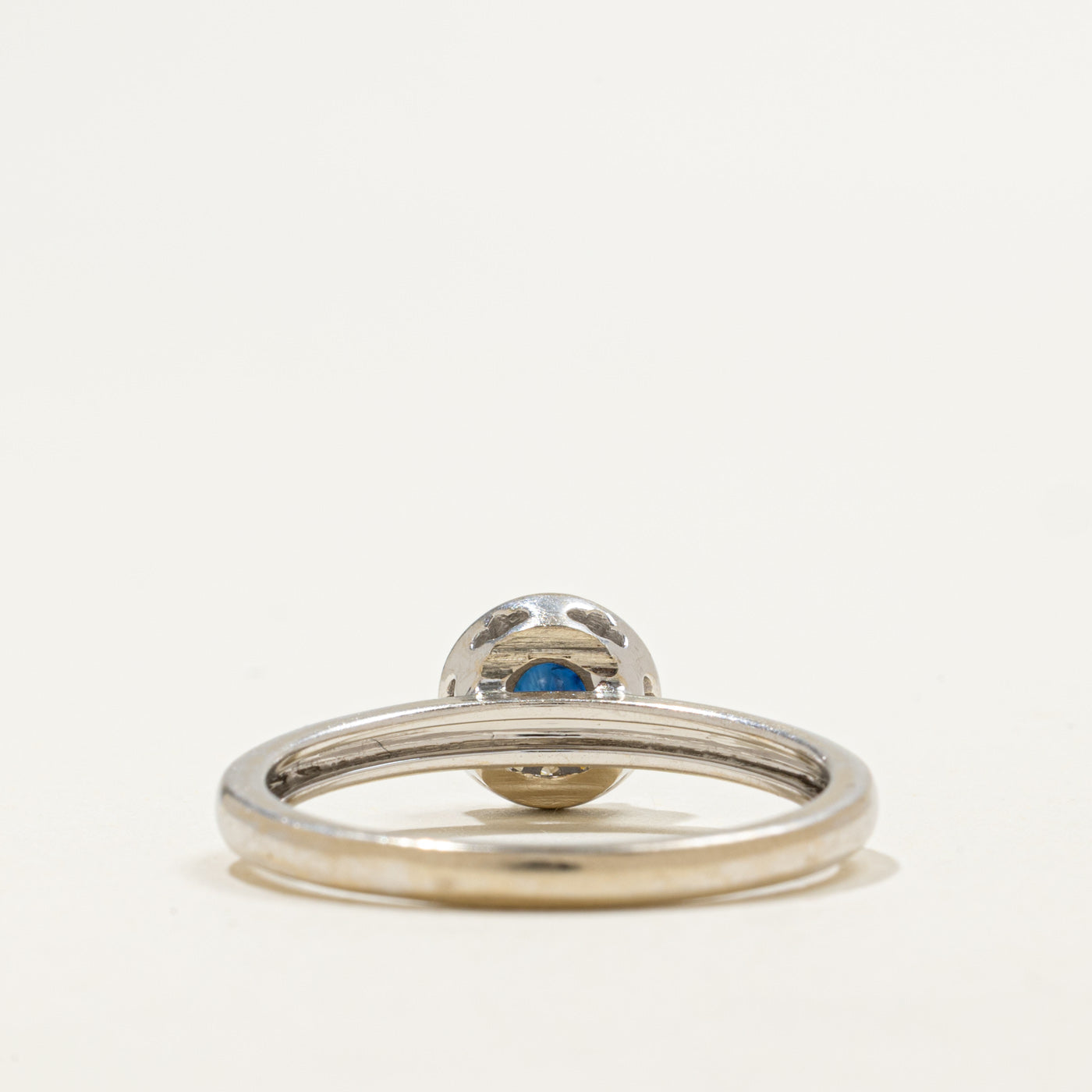 14K Round Cut Sapphire & Diamond Halo Ring | 0.25ct, 0.12ctw | SZ 10.0