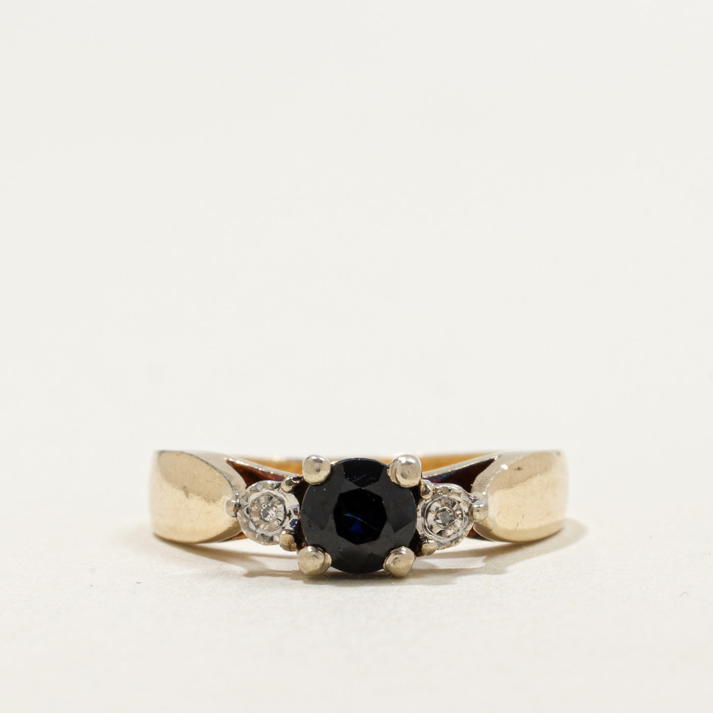 10K Round Cut Sapphire & Diamond Accented Ring | 0.55ct, 0.02ctw | SZ 5.25