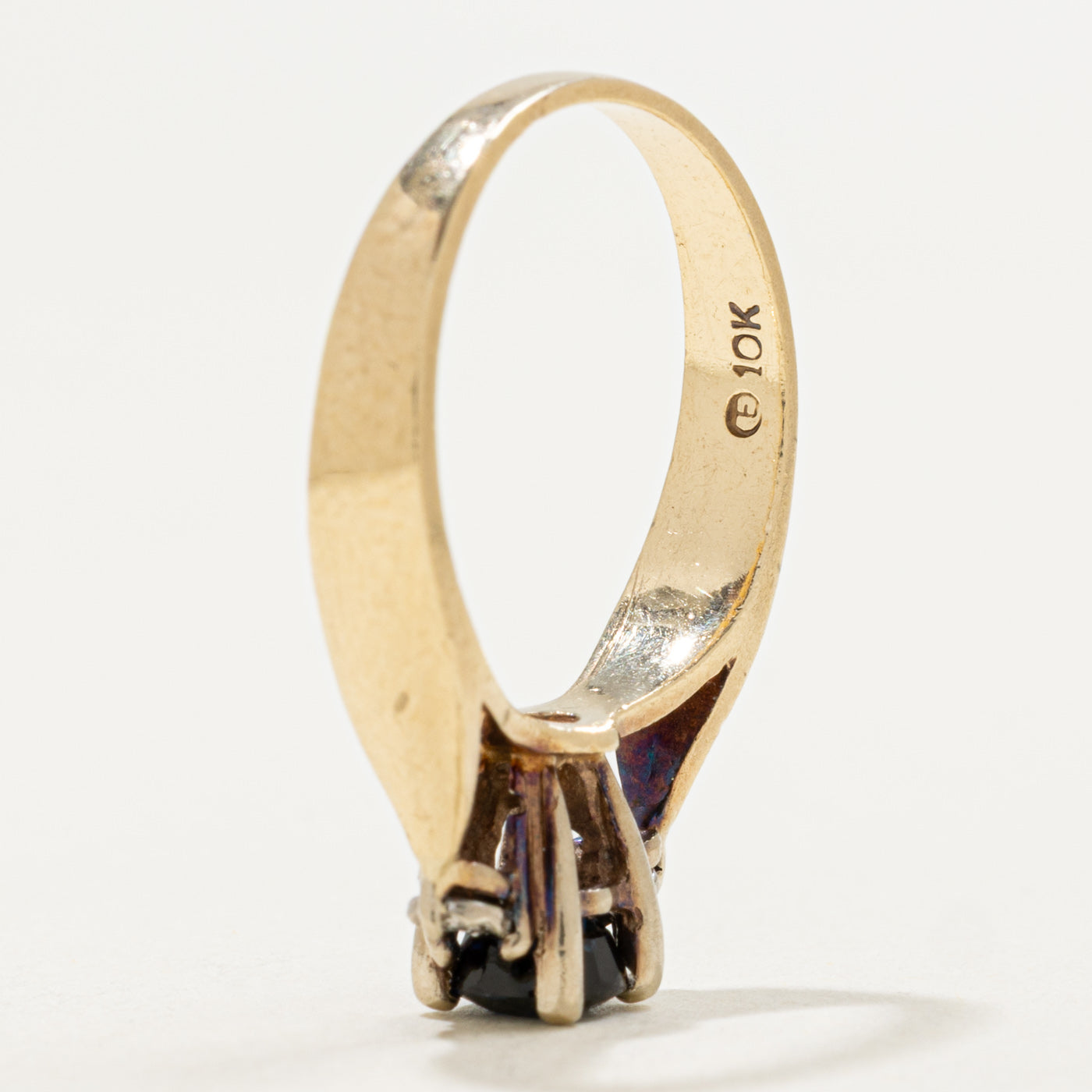 10K Round Cut Sapphire & Diamond Accented Ring | 0.55ct, 0.02ctw | SZ 5.25