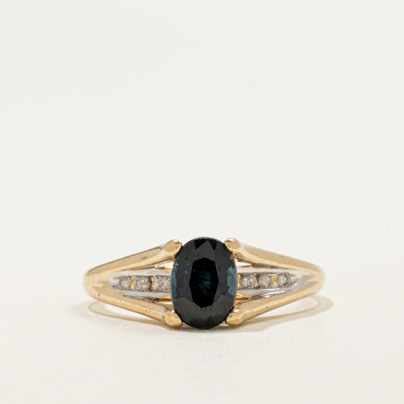 14K Oval Cut Sapphire & Diamond Accented Ring | 1.20ct, 0.03ctw | SZ 6.75