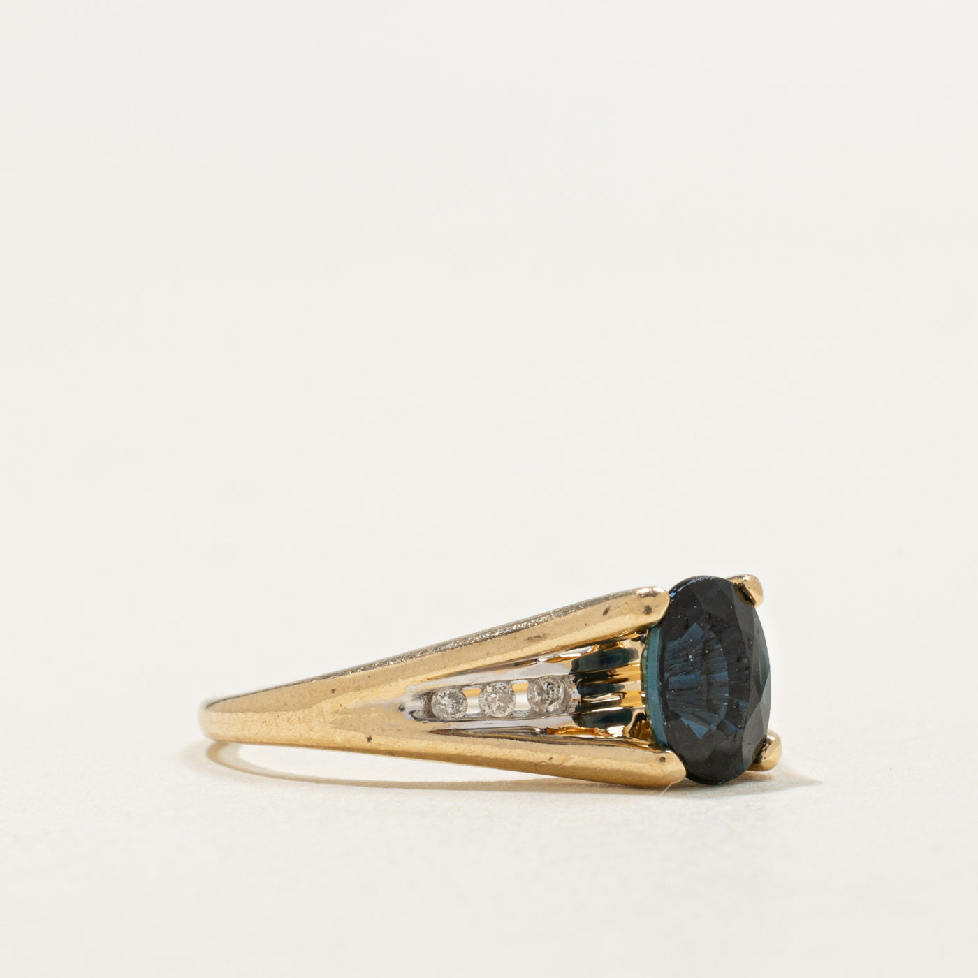 14K Oval Cut Sapphire & Diamond Accented Ring | 1.20ct, 0.03ctw | SZ 6.75