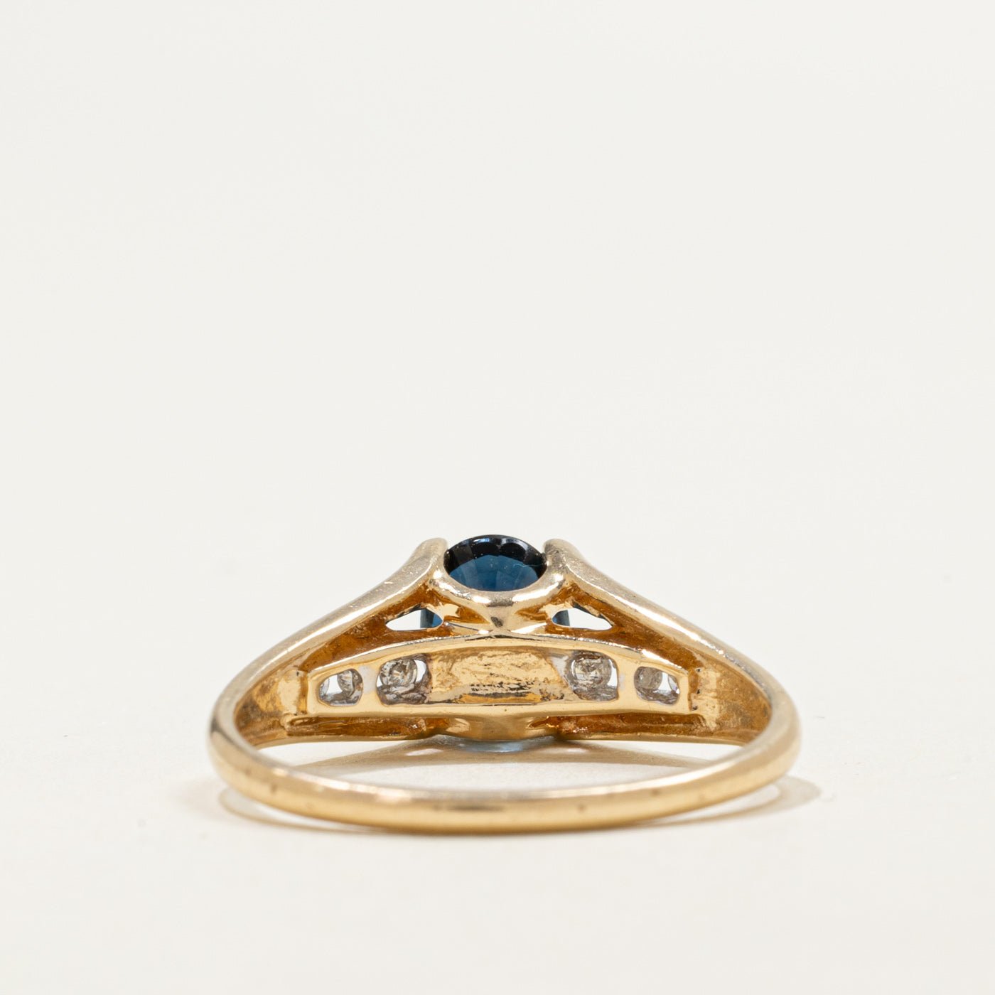 14K Oval Cut Sapphire & Diamond Accented Ring | 1.20ct, 0.03ctw | SZ 6.75