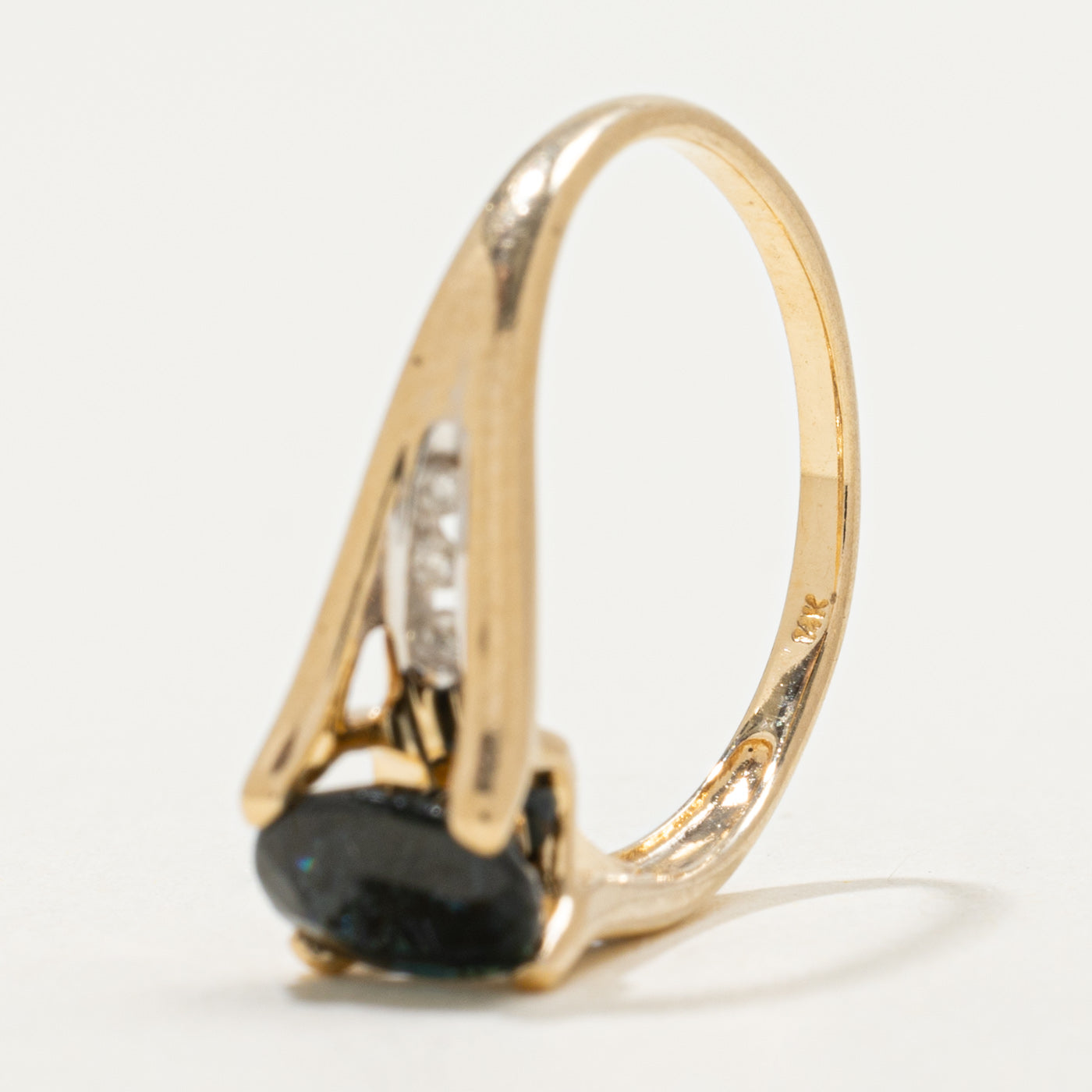 14K Oval Cut Sapphire & Diamond Accented Ring | 1.20ct, 0.03ctw | SZ 6.75