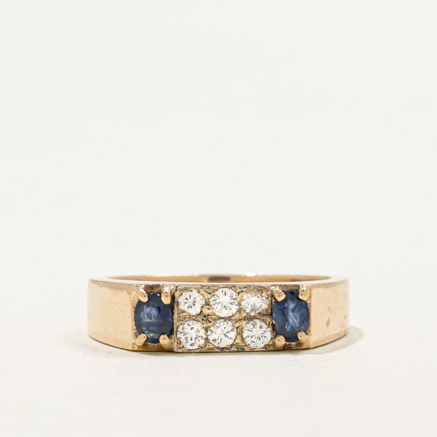 14K Sapphire & Diamond Geometric Band | 0.40ct, 0.27ctw | SZ 7.75
