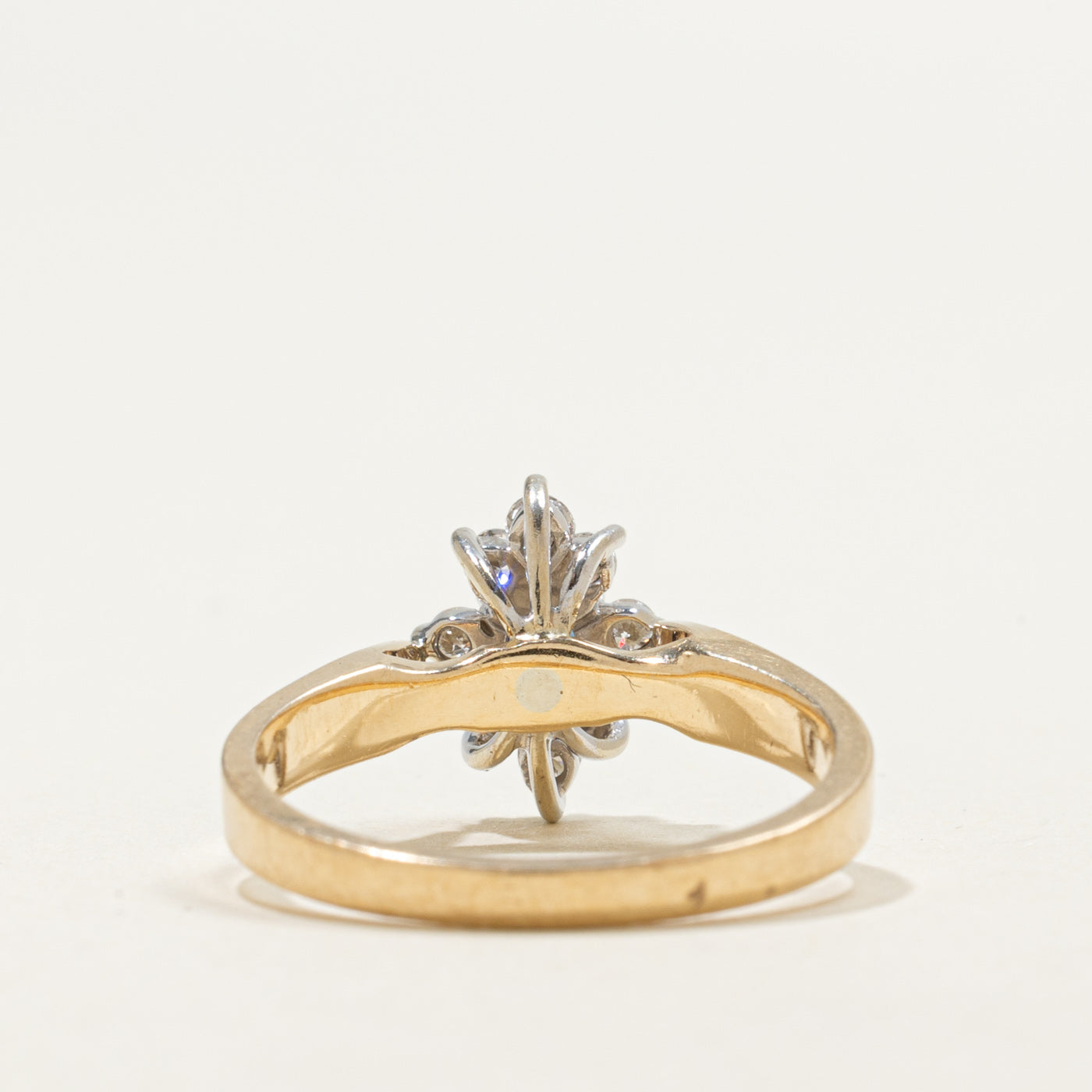14K Round Cut Sapphire & Diamond Petal Halo Ring | 0.18ct, 0.24ctw | SZ 6.25