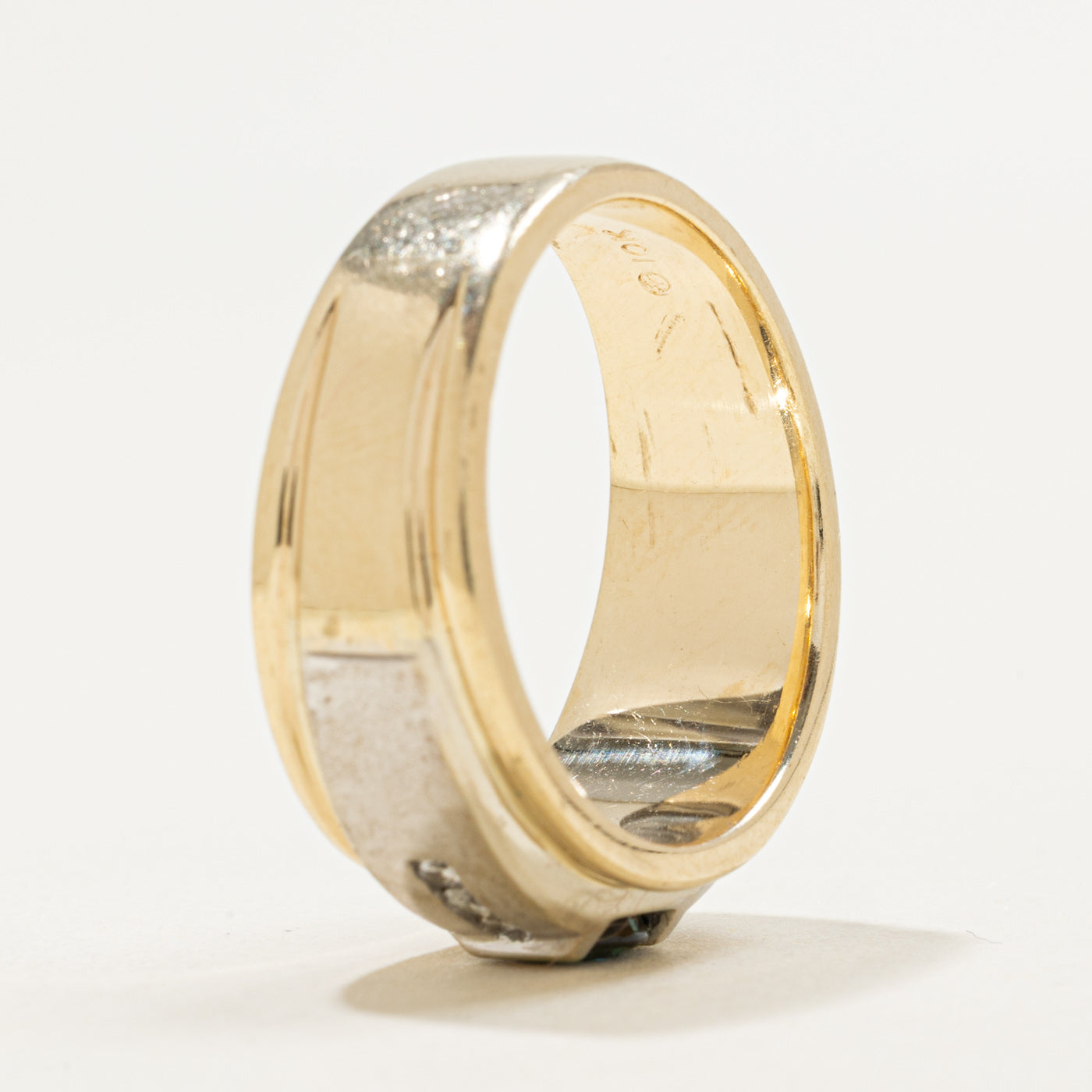 10K Two Tone Gold Sapphire & Diamond Geometric Band | 0.65ct, 0.12ctw | SZ 10.25