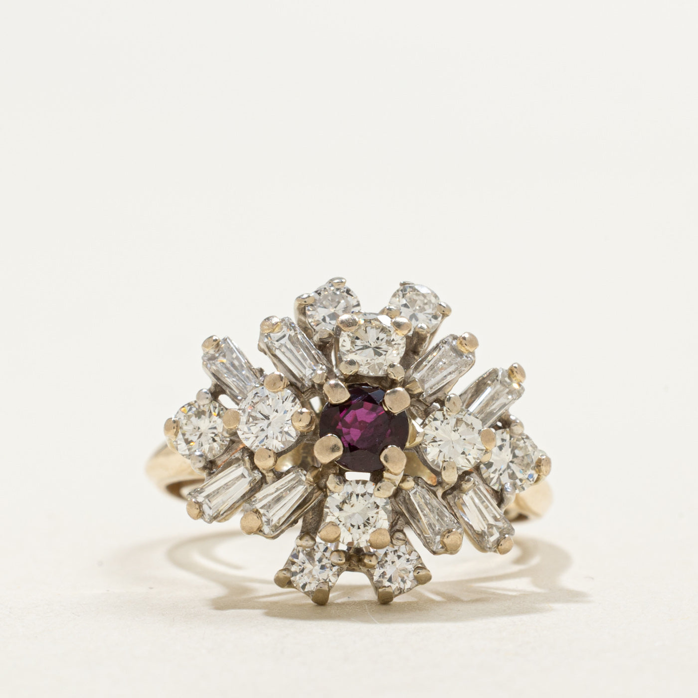 Ruby & Diamond Cluster Flower Cocktail Ring | 0.16ctw, 0.42ctw | SZ 5.