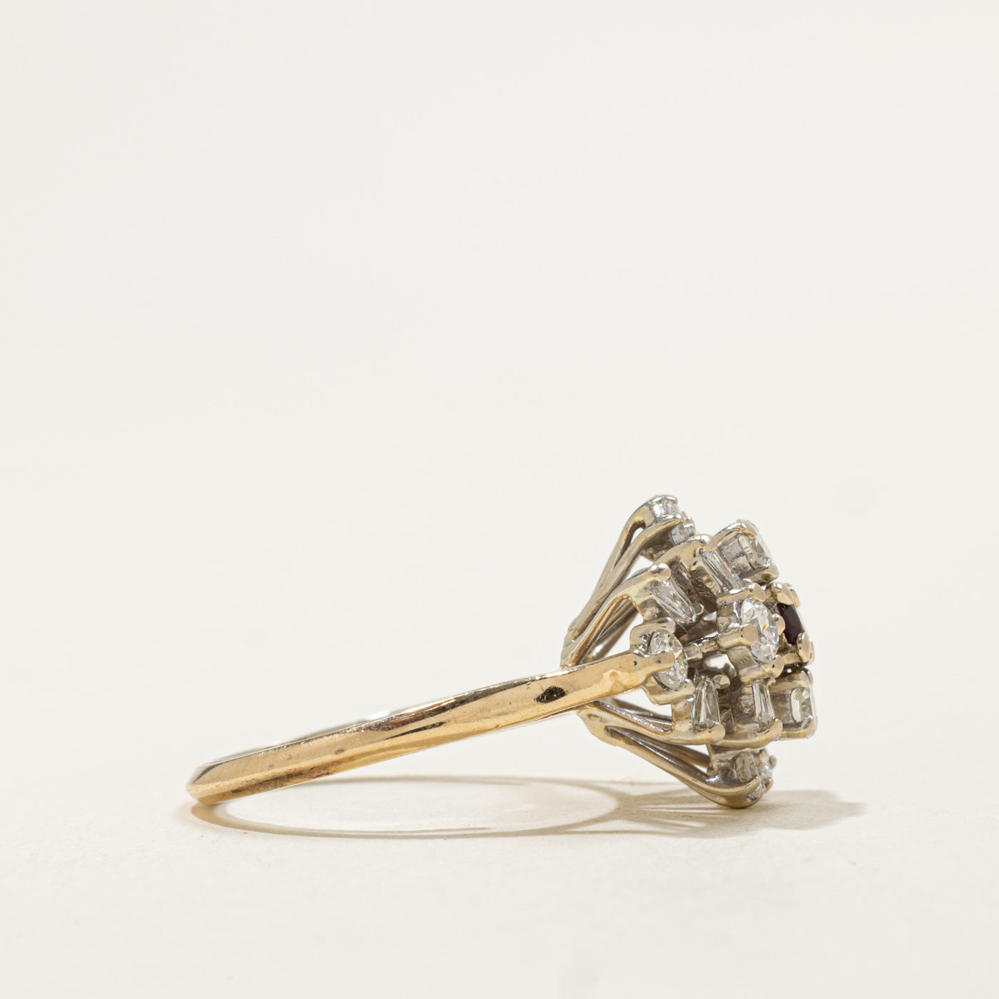 14K Ruby & Diamond Cluster Cocktail Ring | 0.27ct, 1.04ctw | SZ 5.5