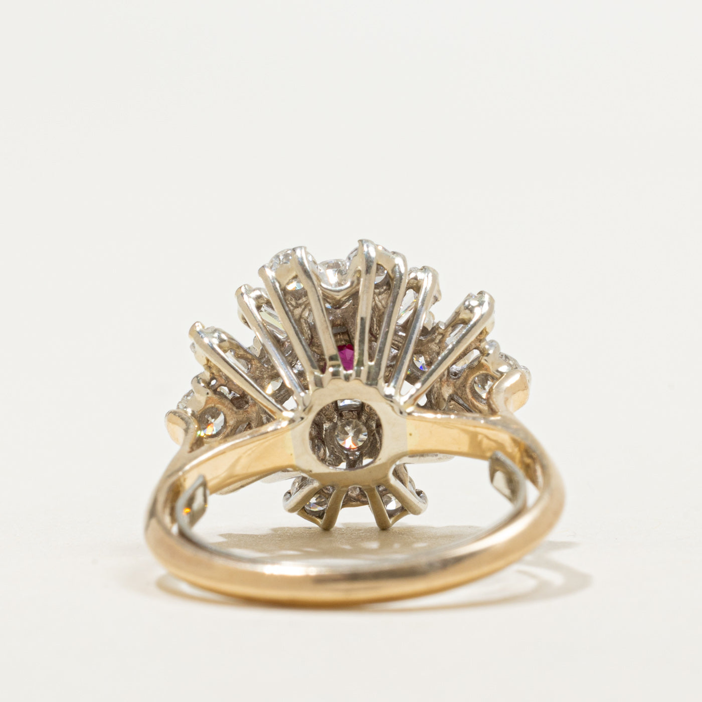 14K Ruby & Diamond Cluster Cocktail Ring | 0.27ct, 1.04ctw | SZ 5.5