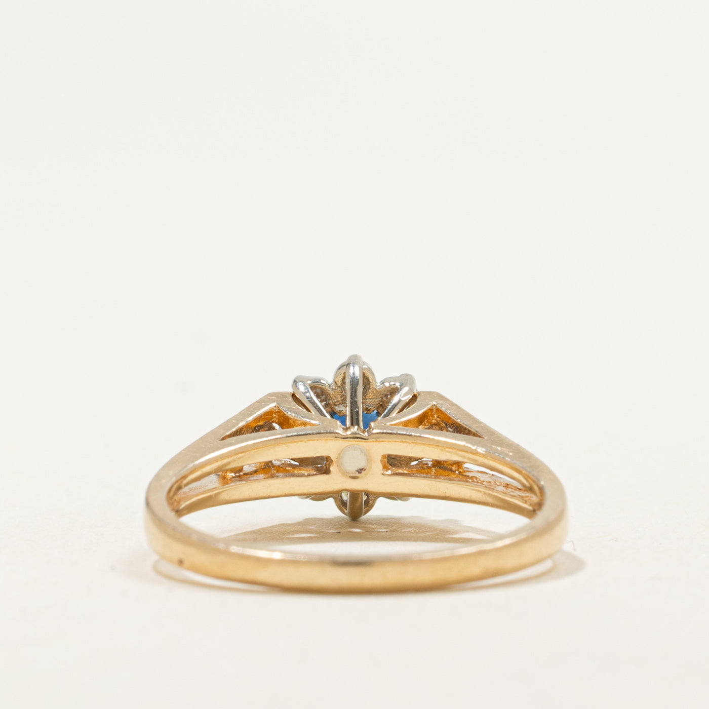 14K Round Cut Sapphire & Diamond Floral Ring | 0.18ct, 0.12ctw | SZ 6.0