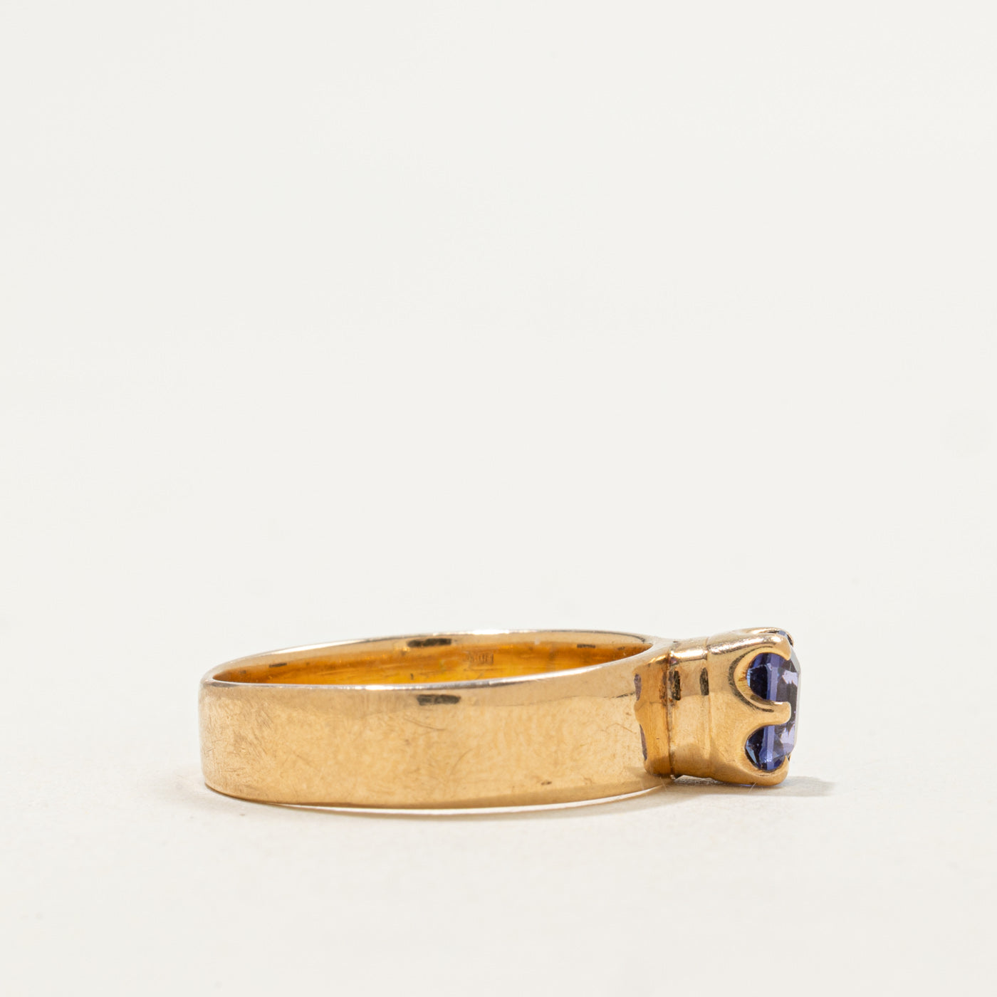 18K High Set Rectangle Cut Tanzanite Ring | 0.65ct | SZ 6.75