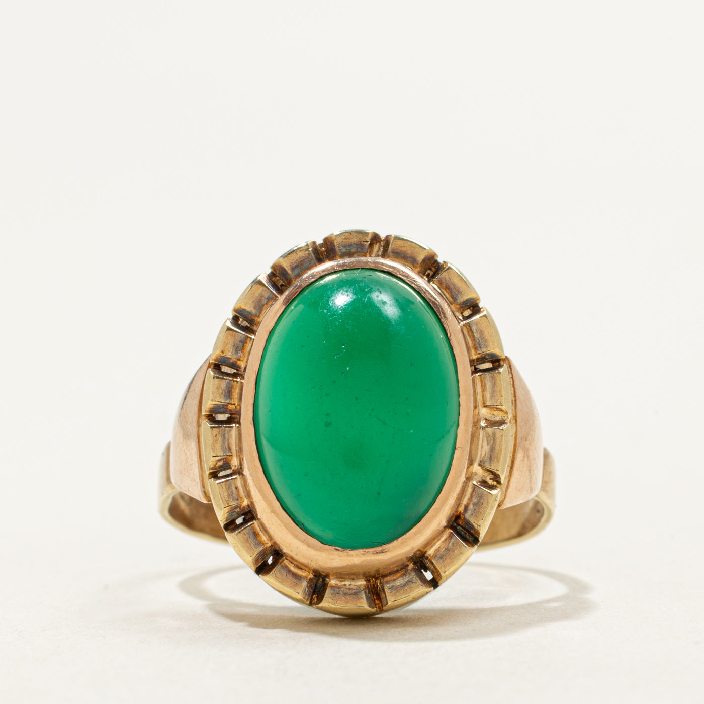 14K Cabochon Glass Grooved Cocktail Ring | 5.00ct | SZ 5.75