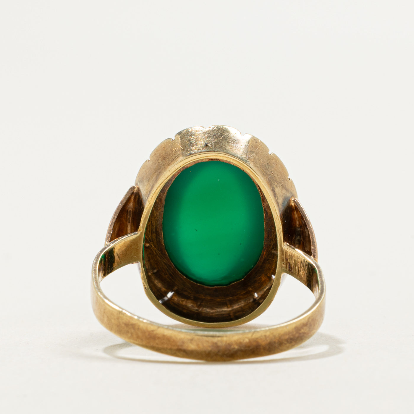 14K Cabochon Glass Grooved Cocktail Ring | 5.00ct | SZ 5.75