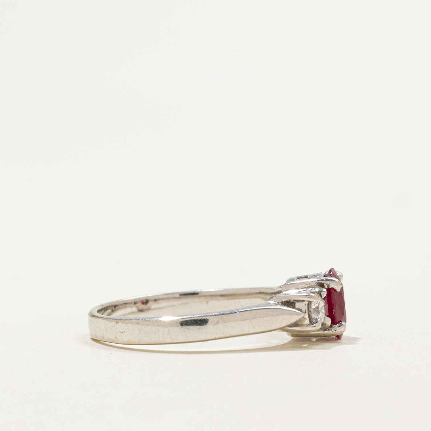 18K Oval Cut Ruby & Diamond Ring | 0.75ct, 0.40ctw | SZ 8.0