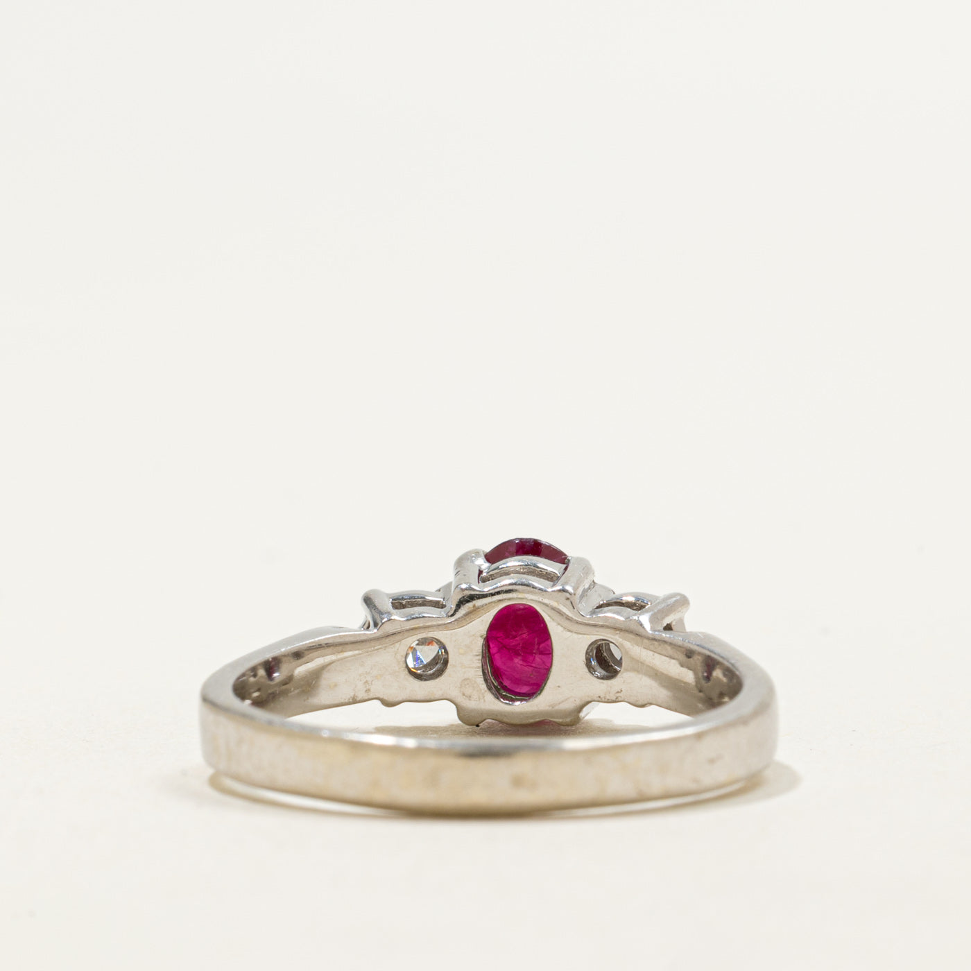 18K Oval Cut Ruby & Diamond Ring | 0.75ct, 0.40ctw | SZ 8.0