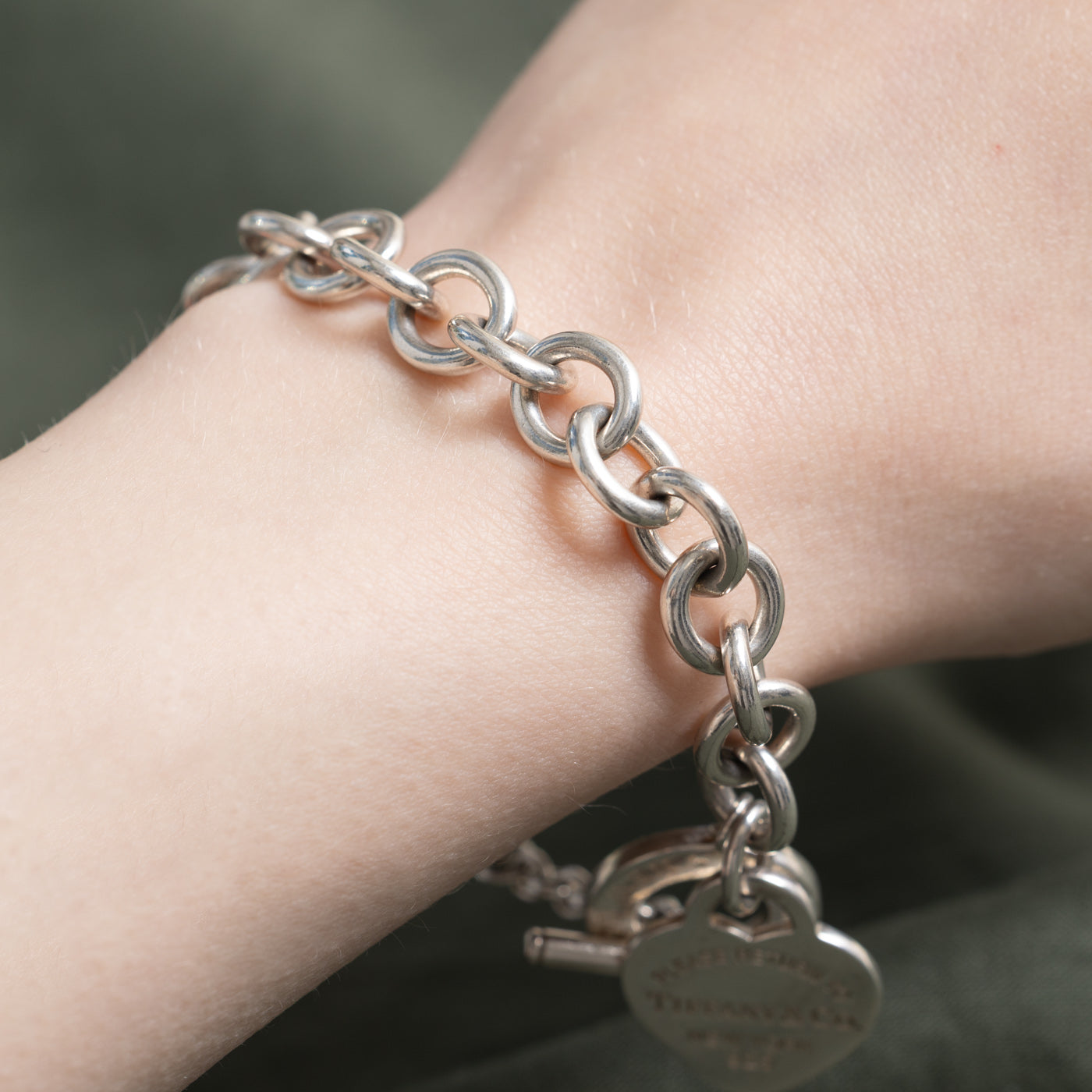 'Tiffany & Co' Return to Tiffany Heart Tag Toggle Bracelet in Silver | 7.5"
