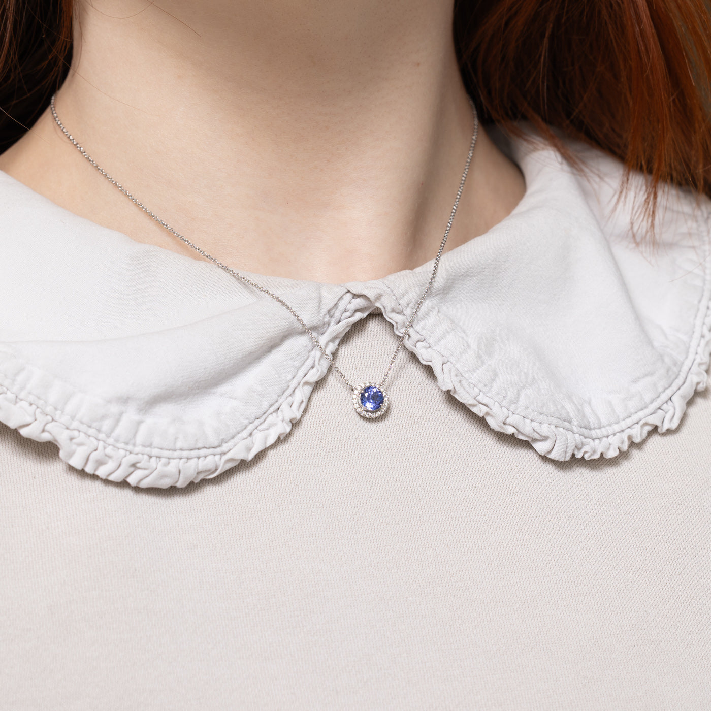 'Tiffany & Co' Tiffany Soleste Pendant in Platinum with Tanzanite & Diamonds | 0.75ct, 0.09ctw | 16"