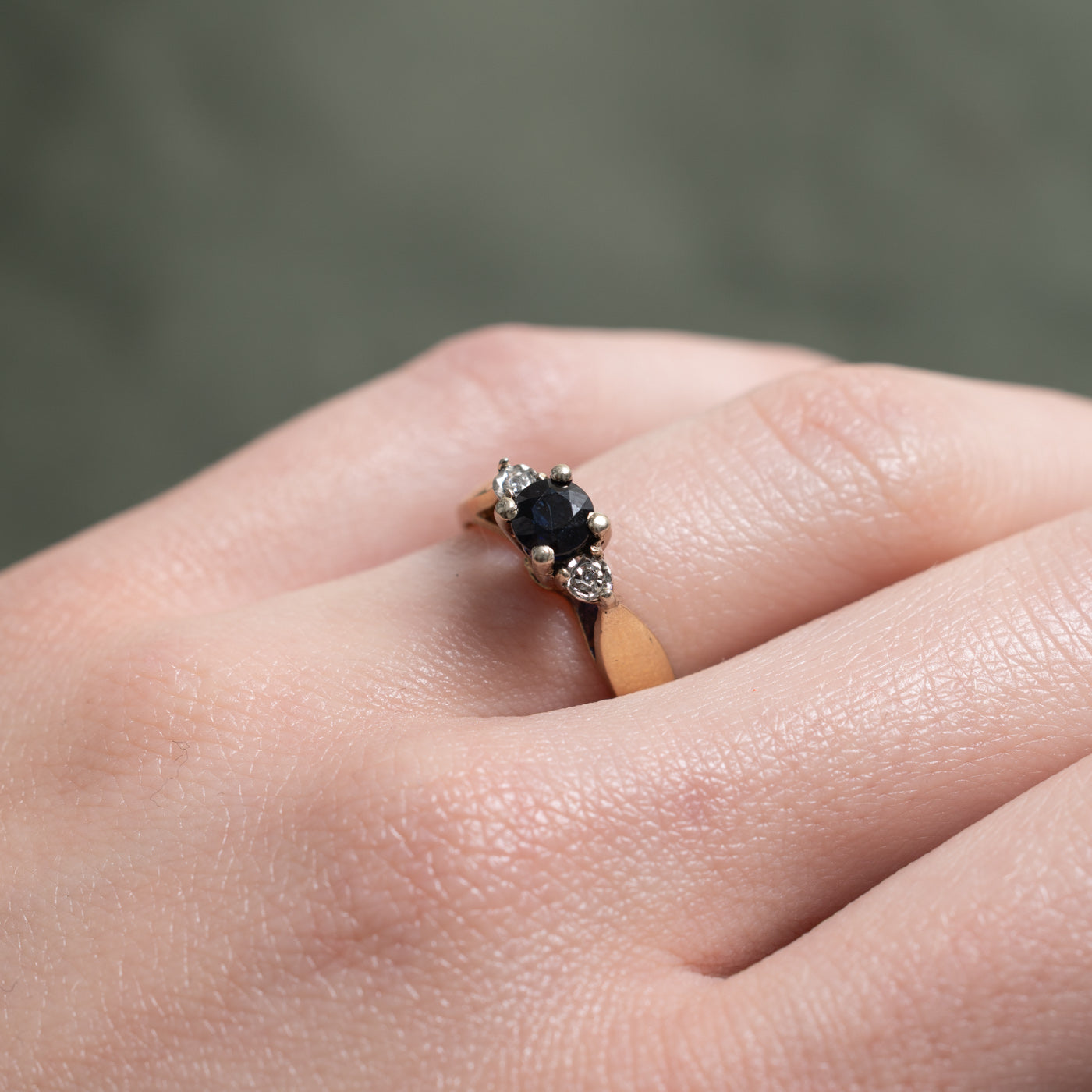 10K Round Cut Sapphire & Diamond Accented Ring | 0.55ct, 0.02ctw | SZ 5.25