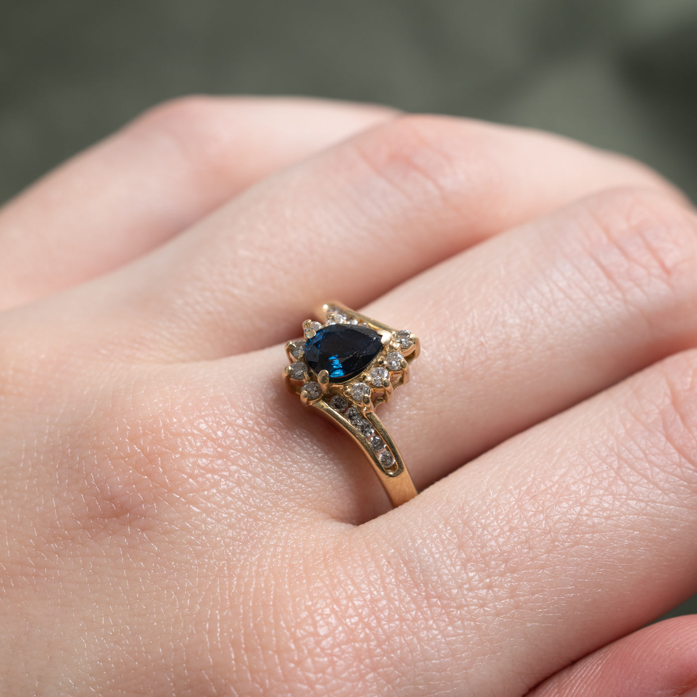 Sapphire & Diamond Petal Halo Bypass Ring | 0.78ct, 0.22ctw | SZ 8.0 |