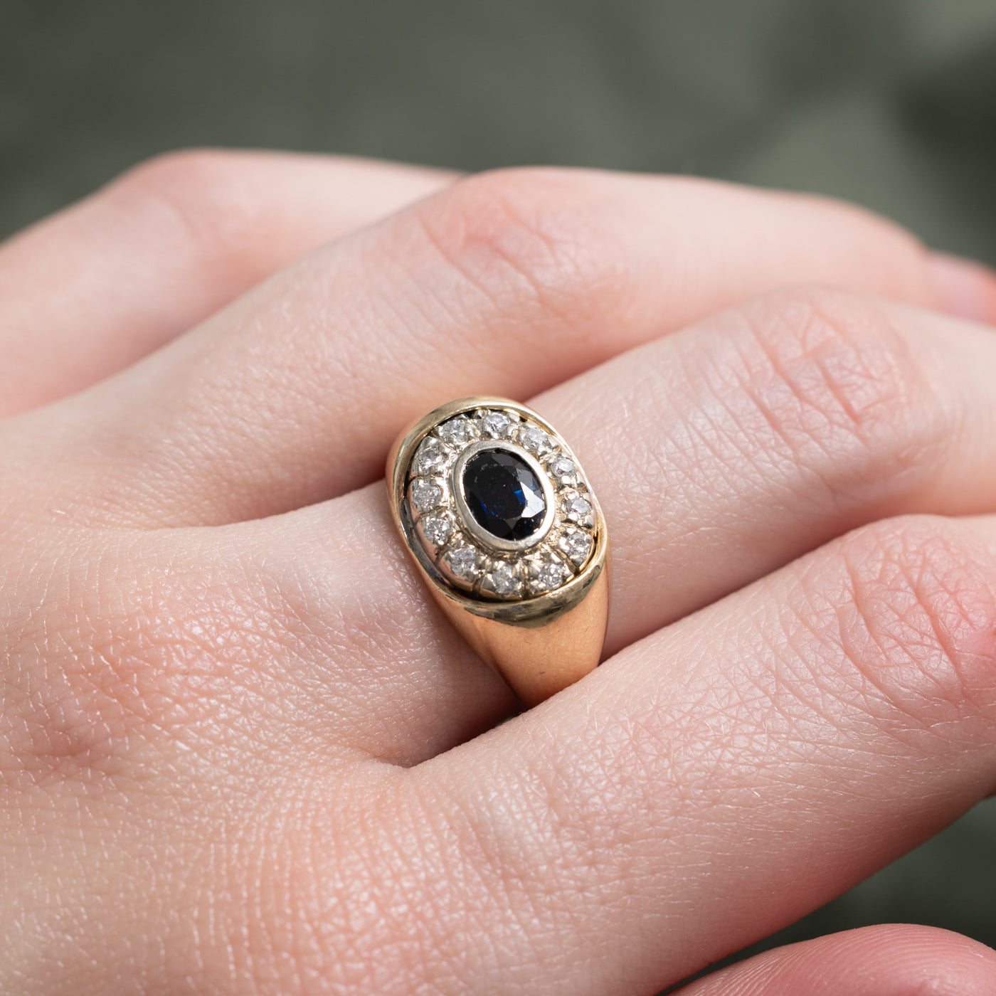 East West Sapphire & Diamond Halo Cocktail Ring | 0.73ct, 0.18ctw | SZ 6.5 |