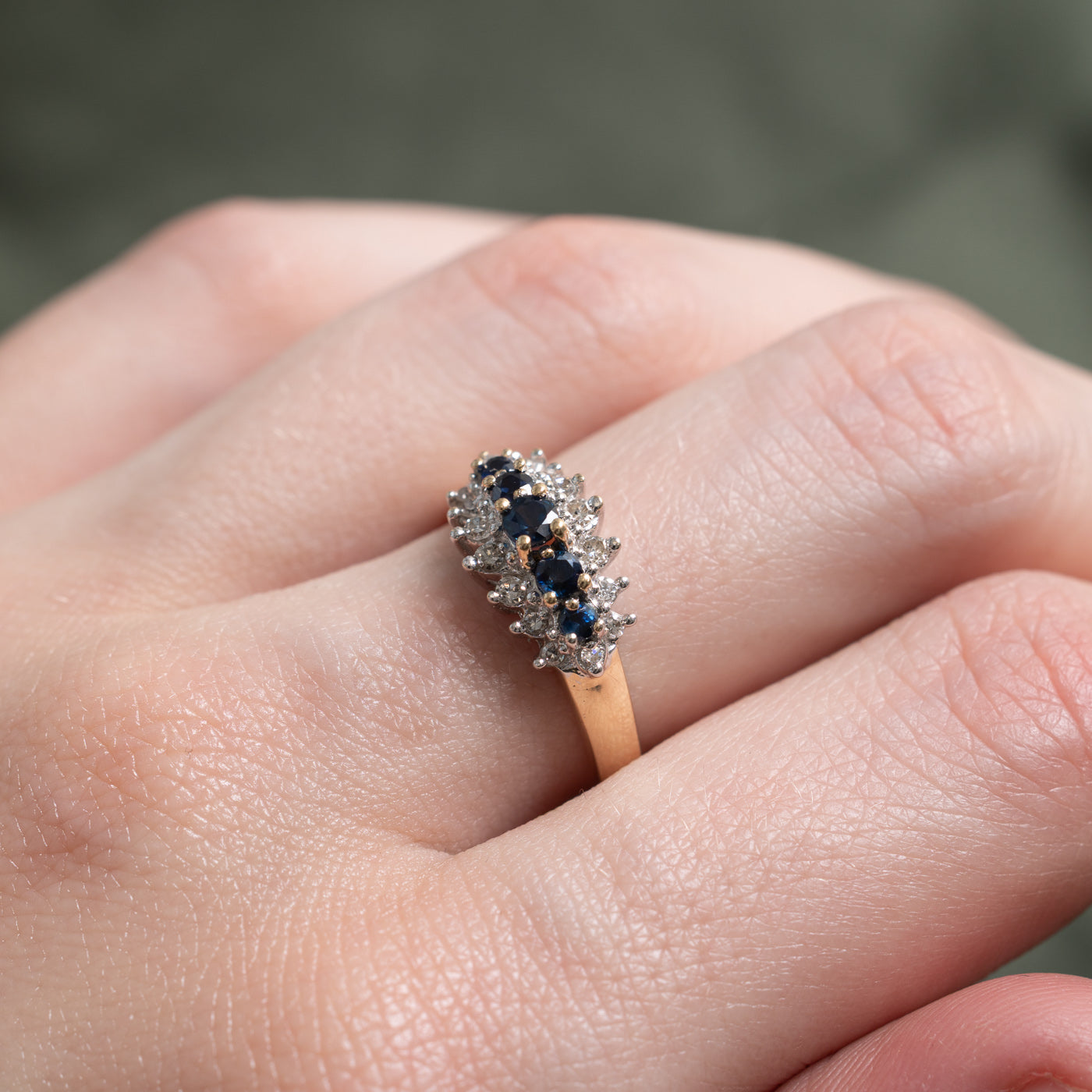 Sapphire & Diamond Petal Cluster Cocktail Ring | 0.49ctw, 0.17ctw | SZ 7.25 |