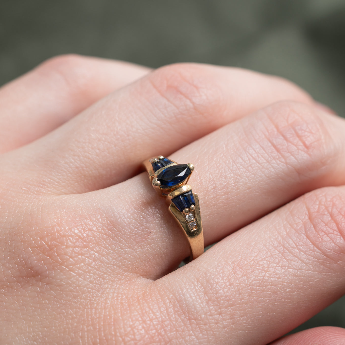 Marquise Cut Sapphire & Diamond Accented Ring | 0.46ctw, 0.04ctw | SZ 6.5 |